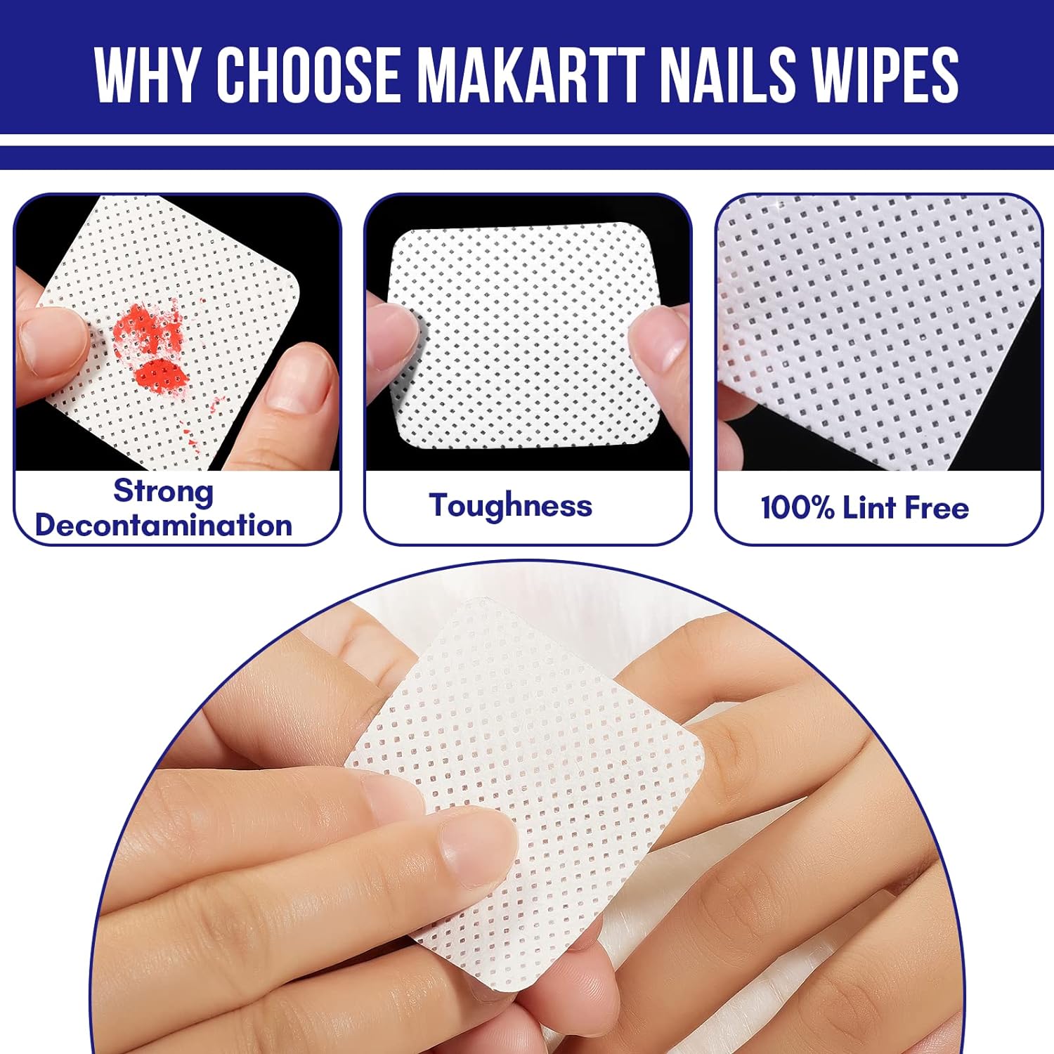 Lint-Free Nail Wipes, Absorbent Soft Cotton Pads (500pcs)