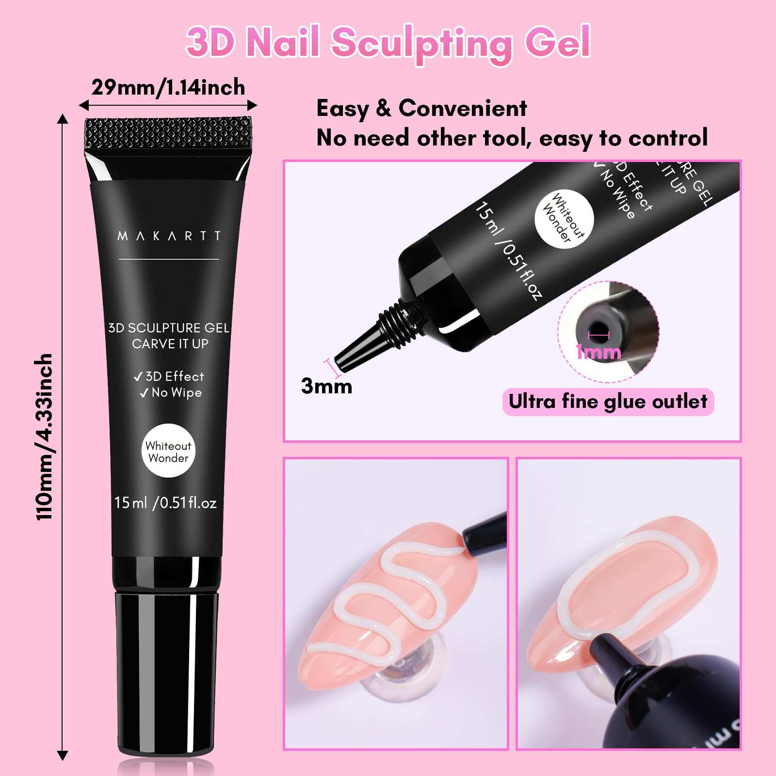 Sculpting 3D Nail Gel No Wipe 3D Molding Craving Solid Builder Glue