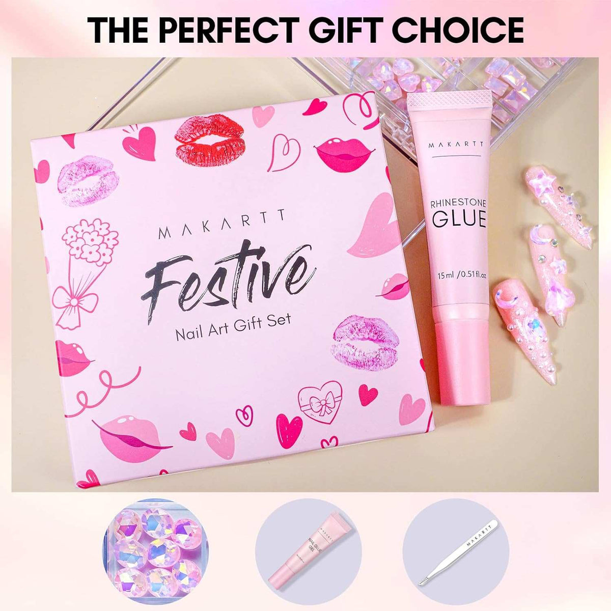 Nail Charms Rhinestone Glue Kit