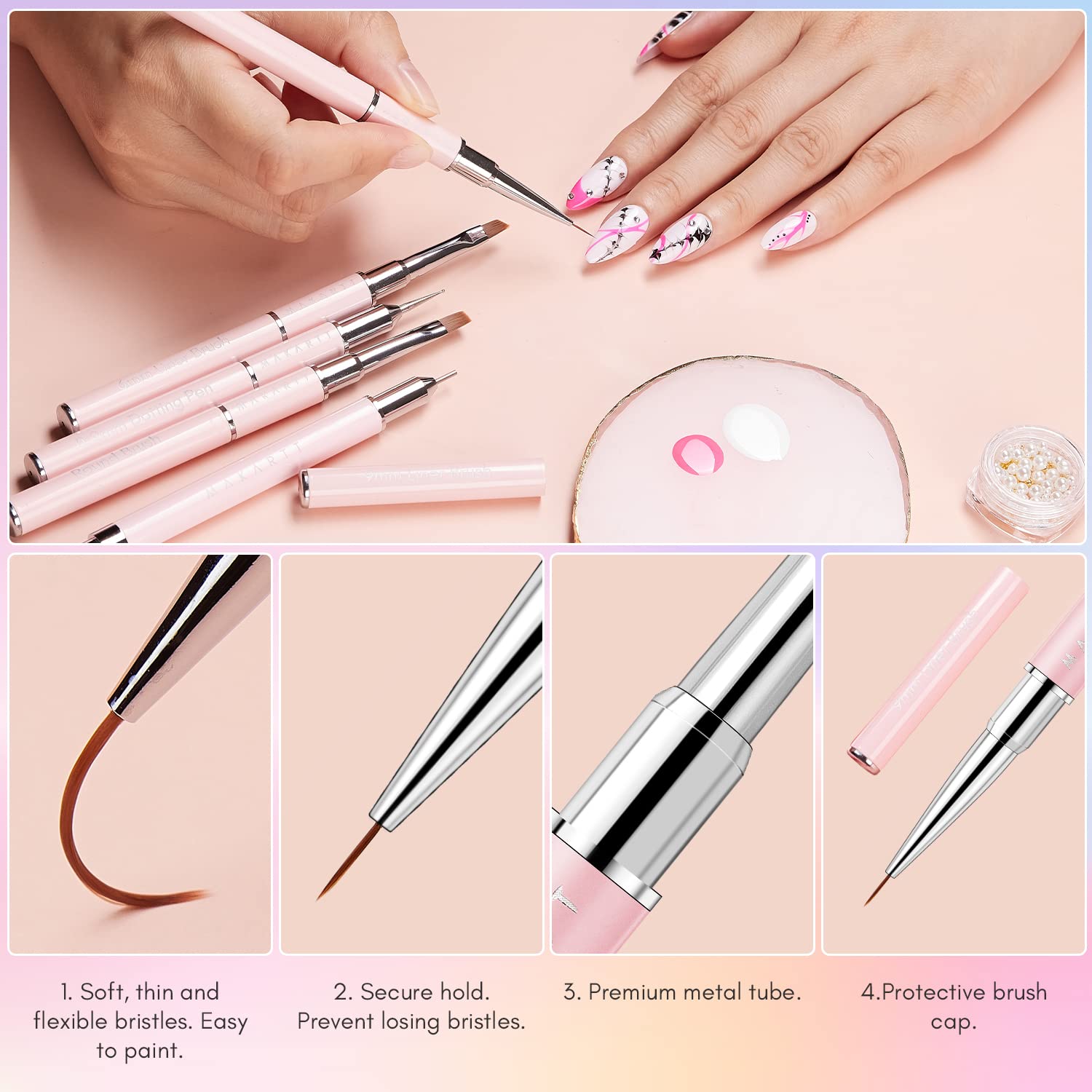 12 Colors Nail Art Brushes Gel Polish Painting Drawing Liner Brushes for  Painting Nail Design