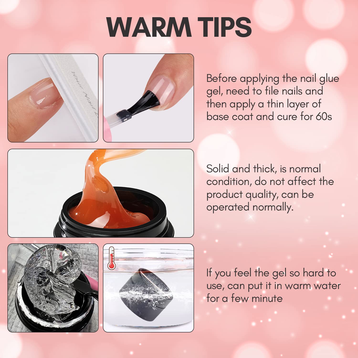 Solid Nail Gel Glue for Soft Gel Nail Tips - Oriani 15ml