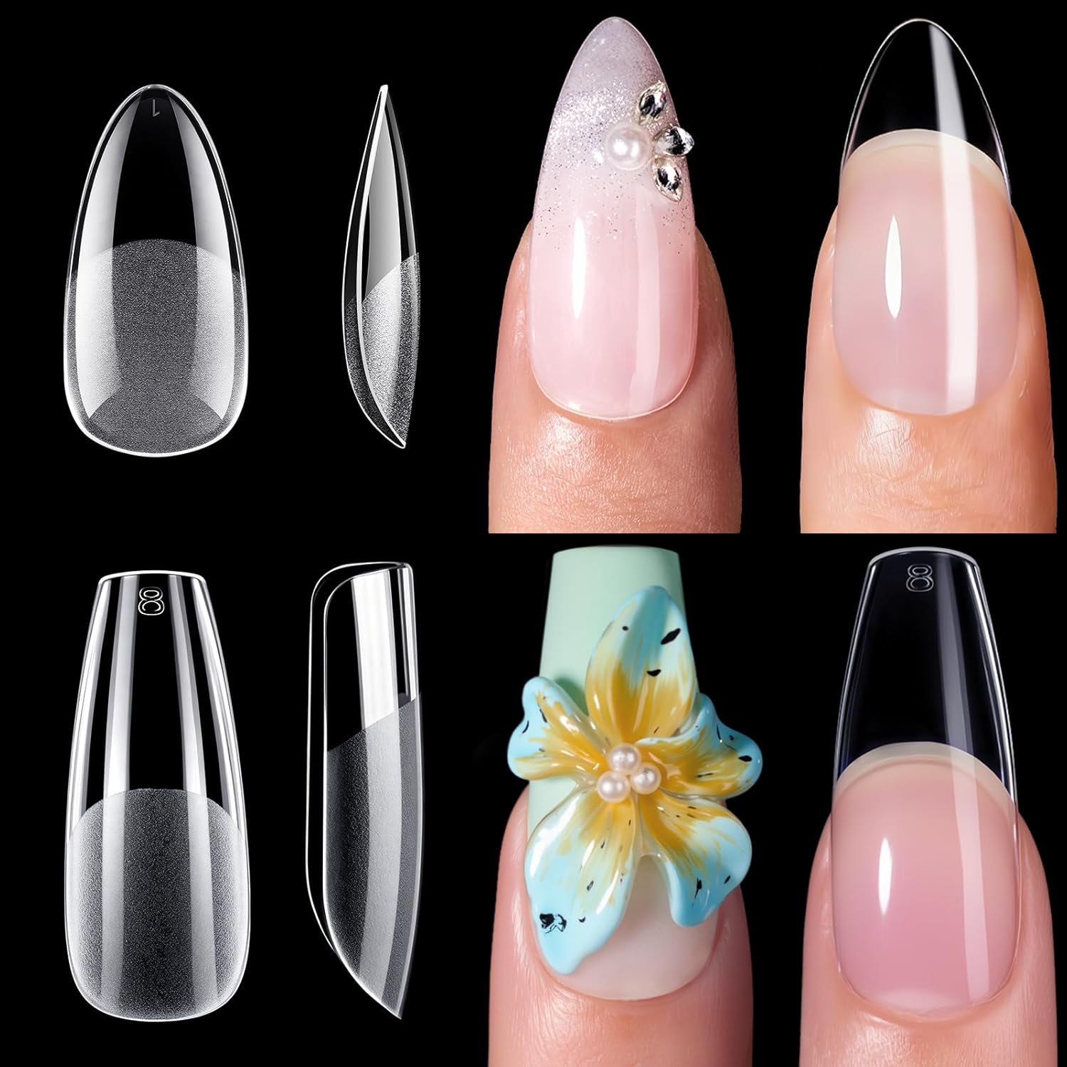 2 Shapes in 1 Box Nail Tips Set