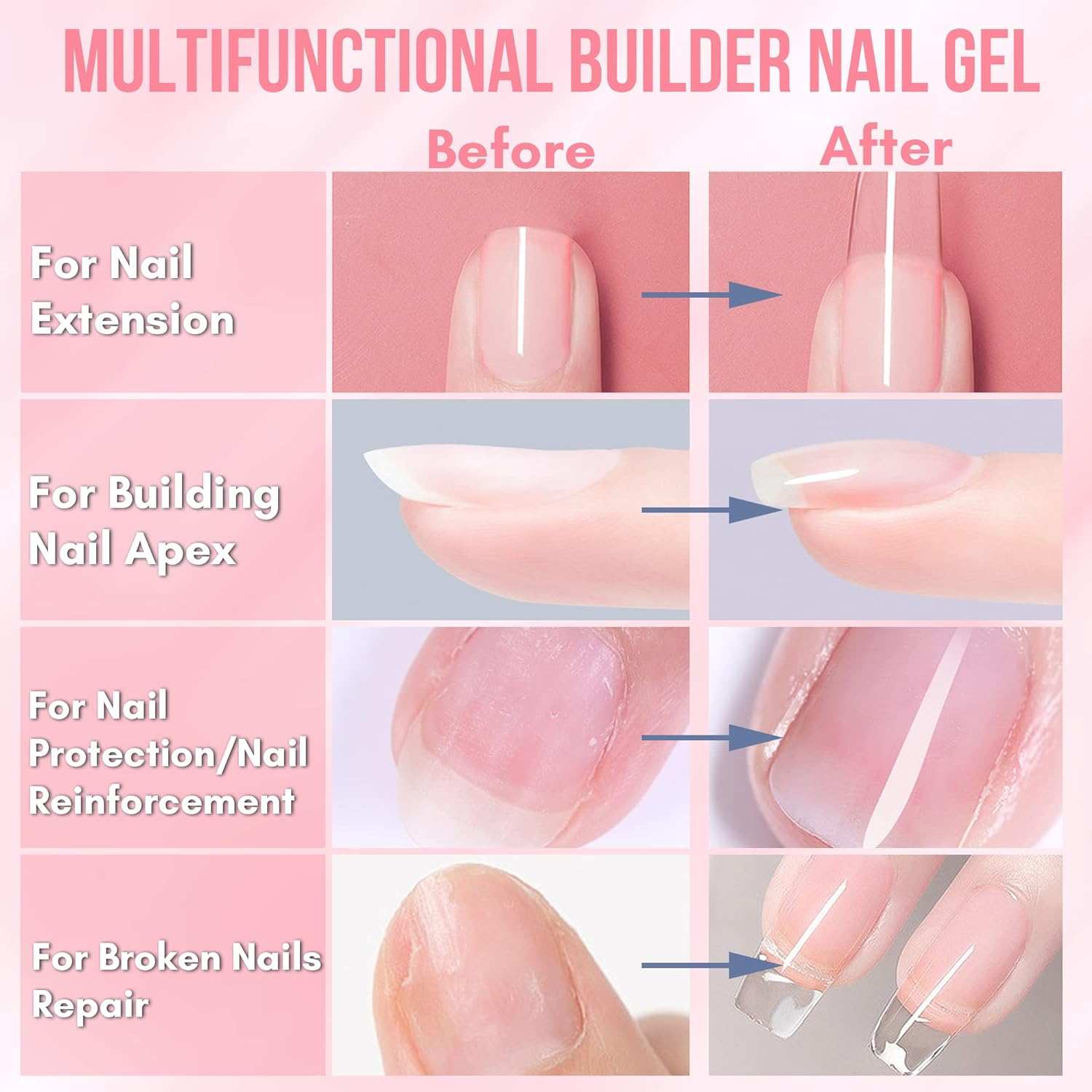 Builder Nail Gel 5 in 1 Building Base Coat, Clear 15ml