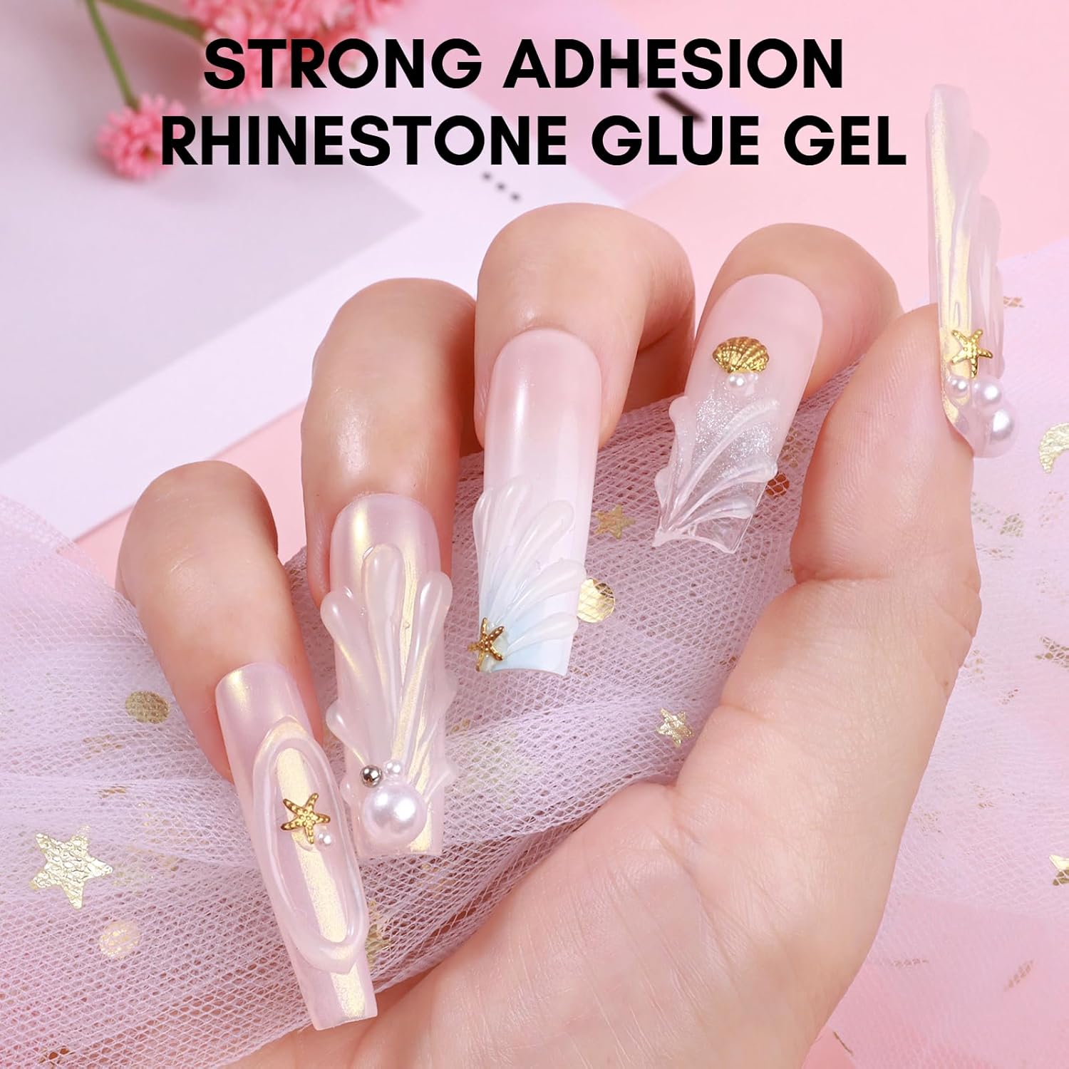 Nail Rhinestone Glue with 3D Nail Gel Kit