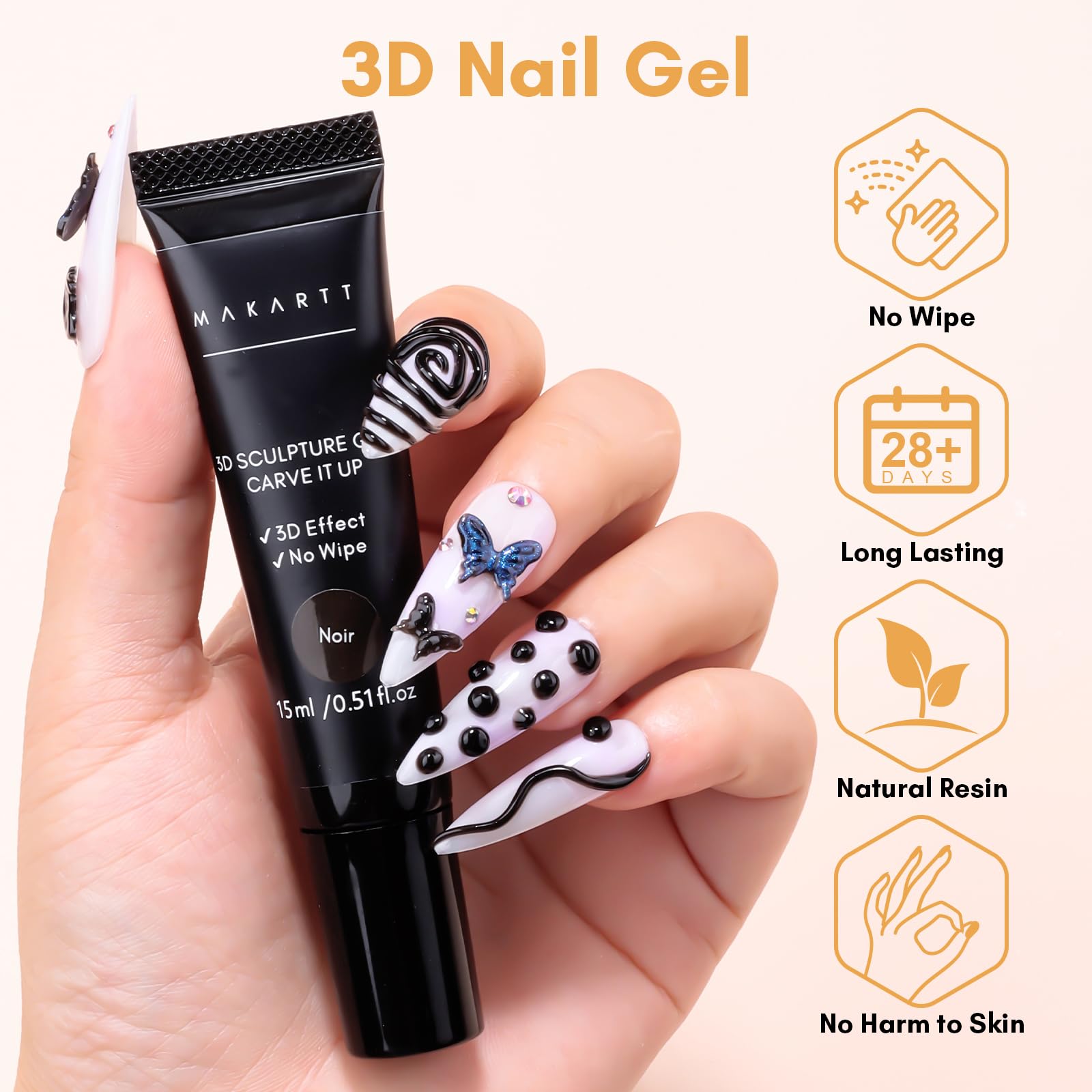 Black Sculpting 3D Nail Gel Nail Art Glue Craving Gel Black Molding