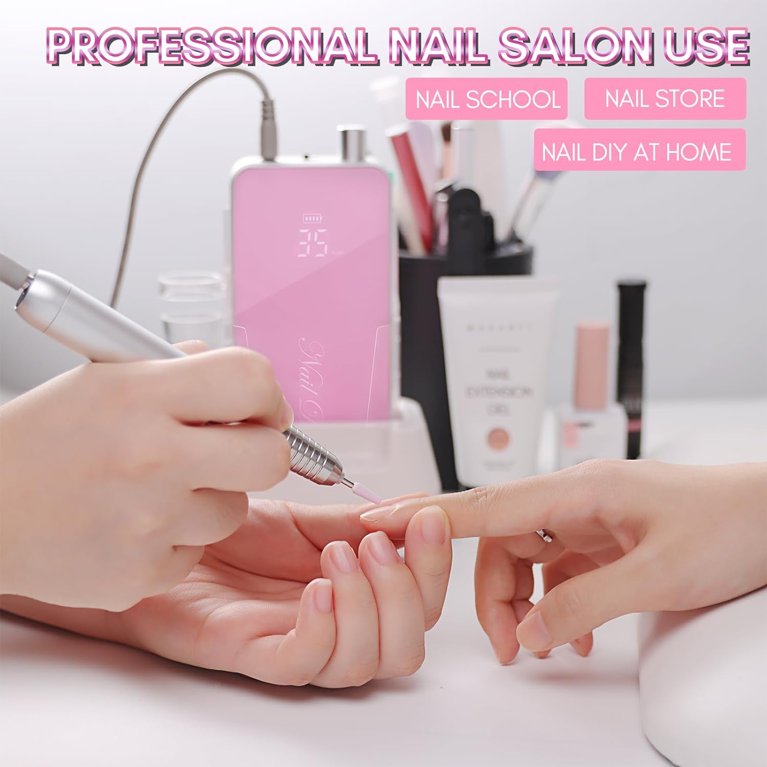 Nouvella Professional Nail Drill 35000RPM (Pink)