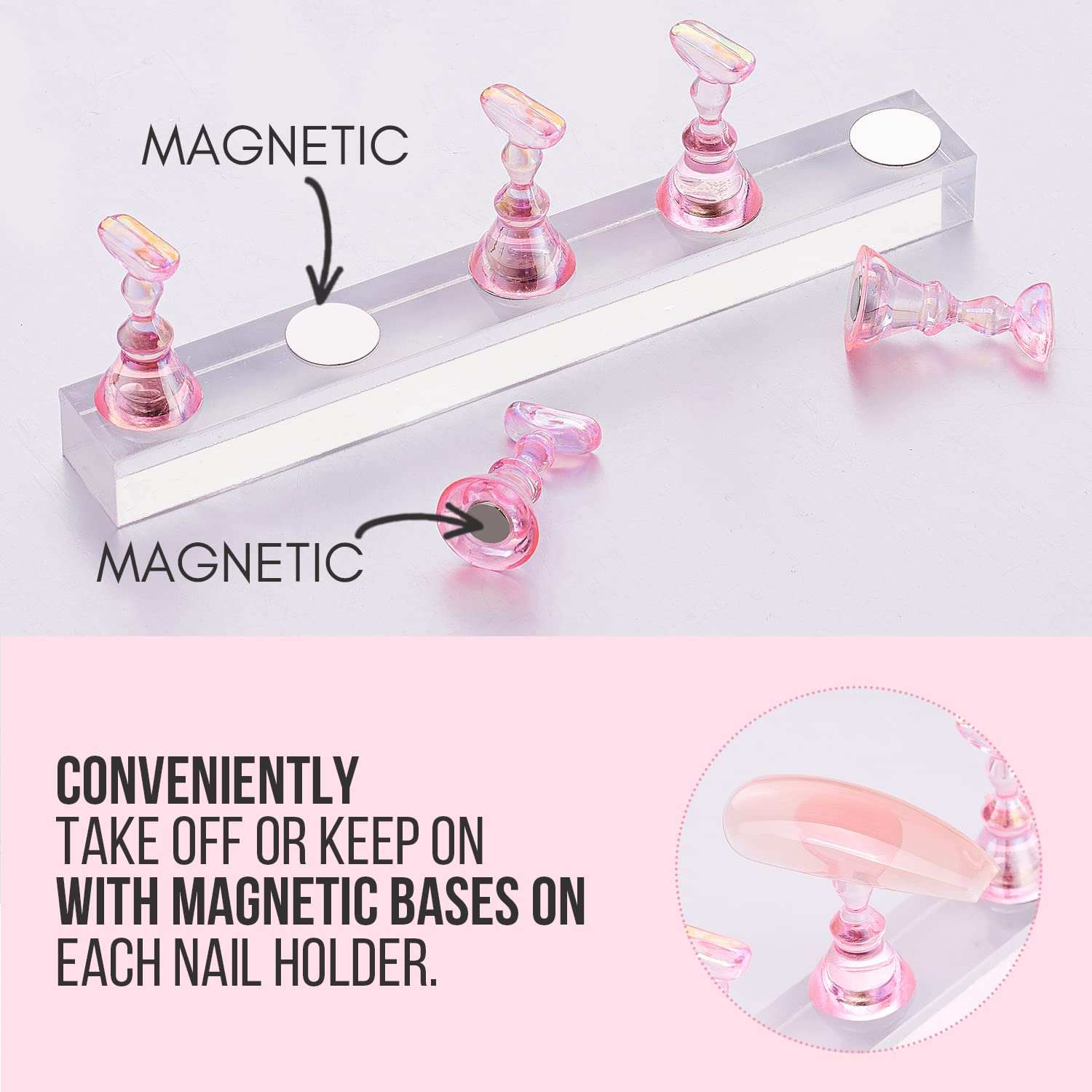 MakarttMagnetic Nail Stand for Display Practice
 It Is a Game Changer! Makes Nail Design So Easy. Use This Nail Stand to Hold Your Press On Nails for Painting,Nail Art Design,Rhinestones Nail Art. Stress-free to 