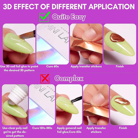 Makartt 3D Nail Foil Glue, 8ml Foil Transfer Gel Foil Adhesive
