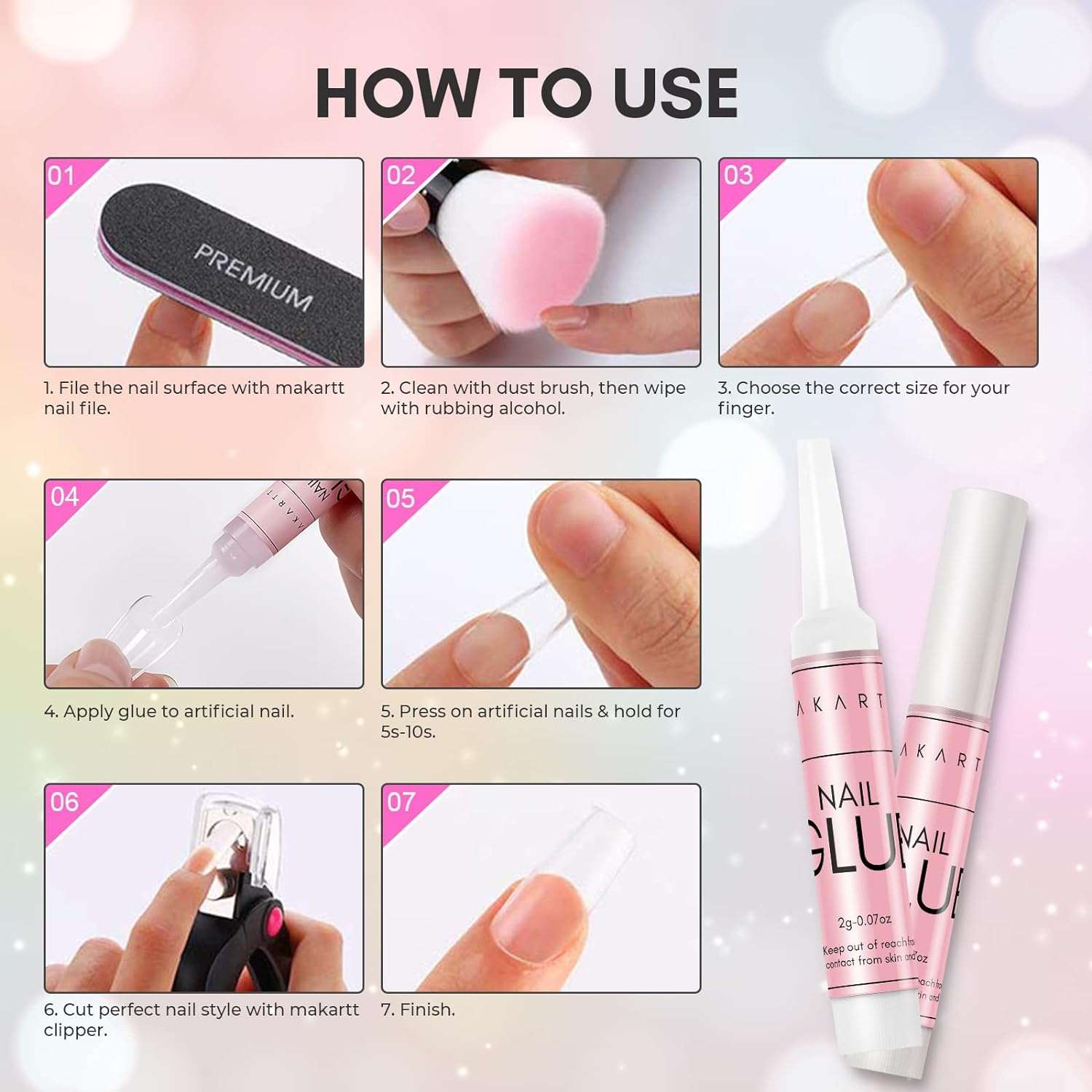 MakarttNail Glue for False Nails, Professional Nail Adhesive Bond for Nail Ti
♥♥ Expert Adhesive Glue- Makartt professional acrylic nail glue is fast drying, quick for nail adhesive bonding, adhesive perfect, and long-lasting for more than 2 