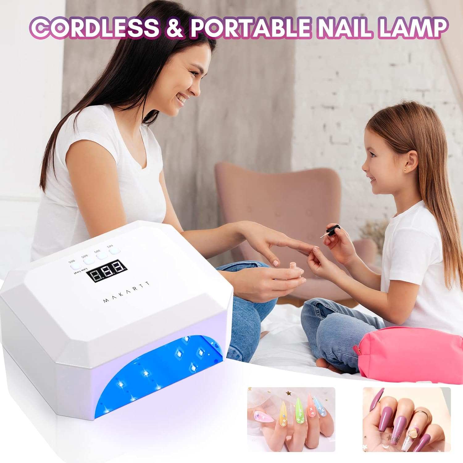 UV LED Nail Lamp 220W LED Lamp for Gel Nails Fast Curing Nail Dryer with  57pcs Lamp Beads 4 Timers Professional Gel UV Light for Nails Home Salon  Nail Art Tools White