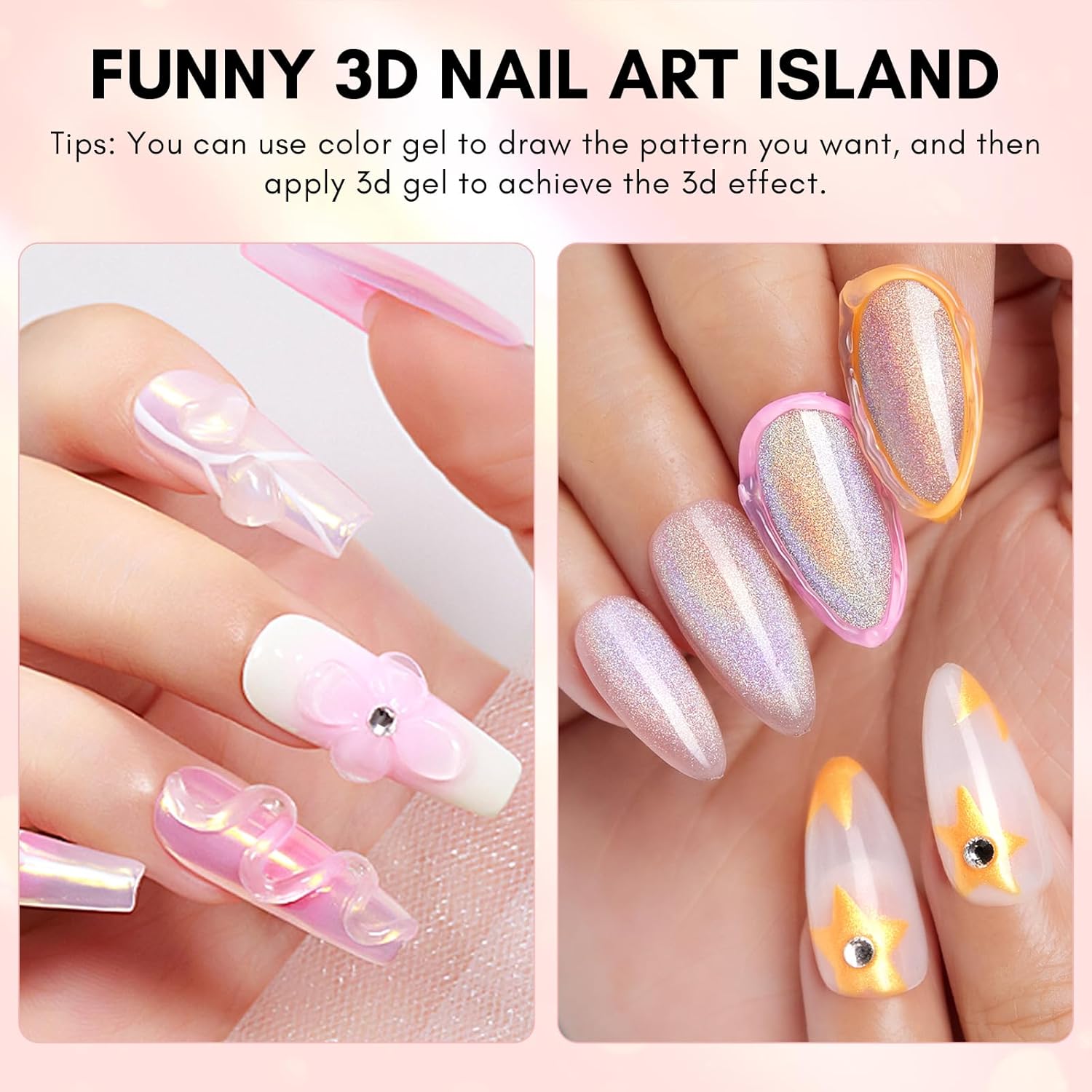 Nail Rhinestone Glue with 3D Nail Gel Kit