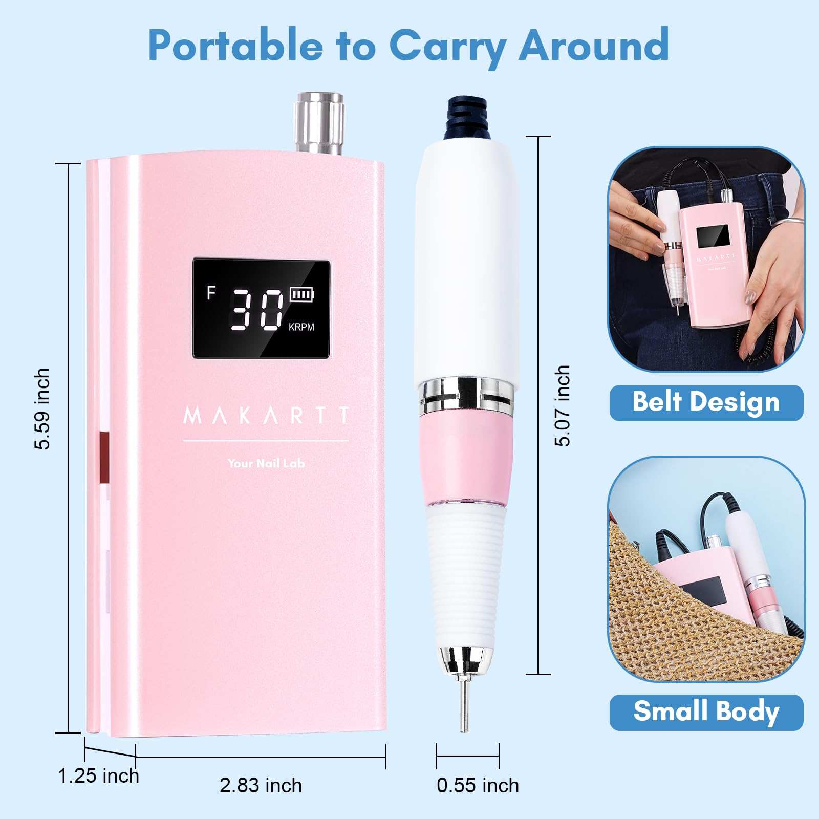 Rechargeable Nail Drill Electric Cordless Manicure Pedicure Power Tool
