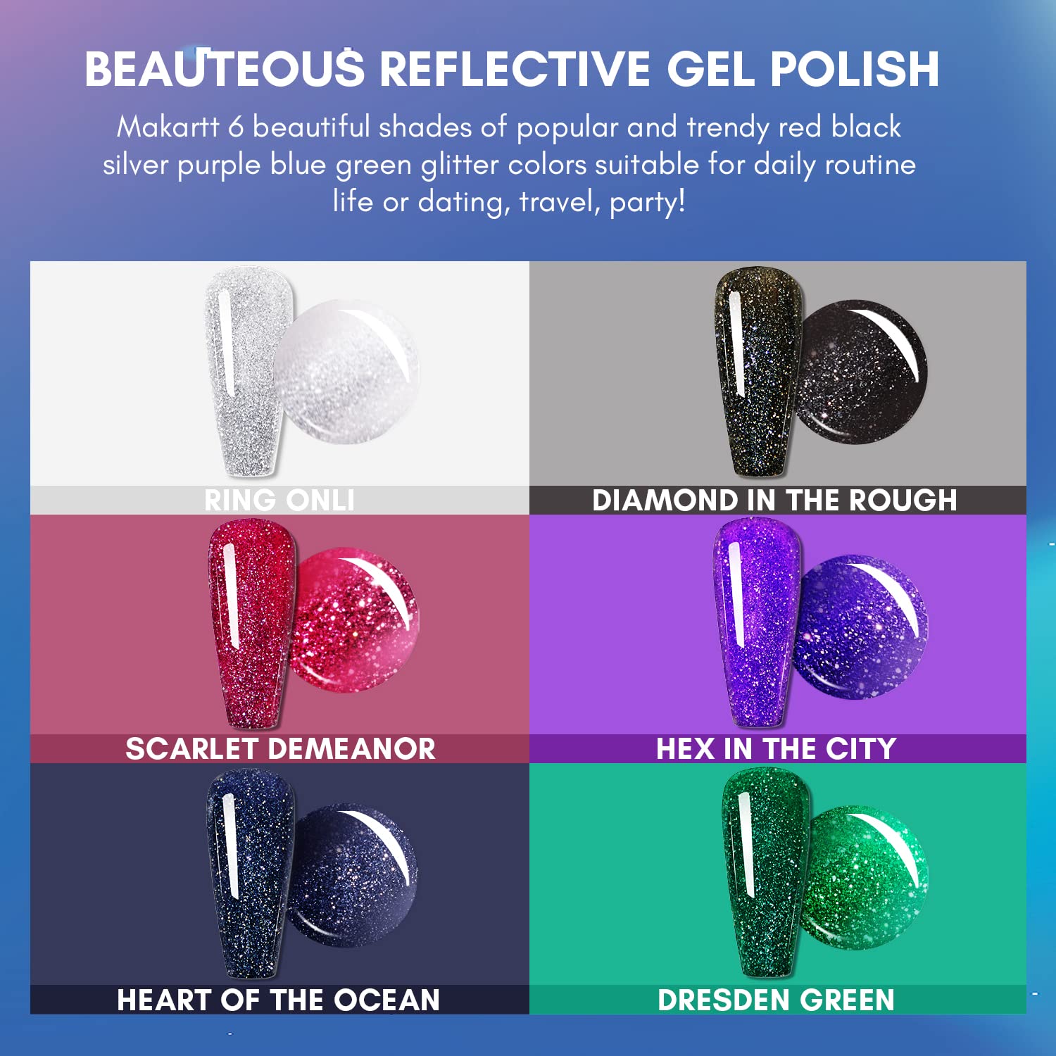 Reflective Glitter Diamond Gel Polish Set (8ml/Each)