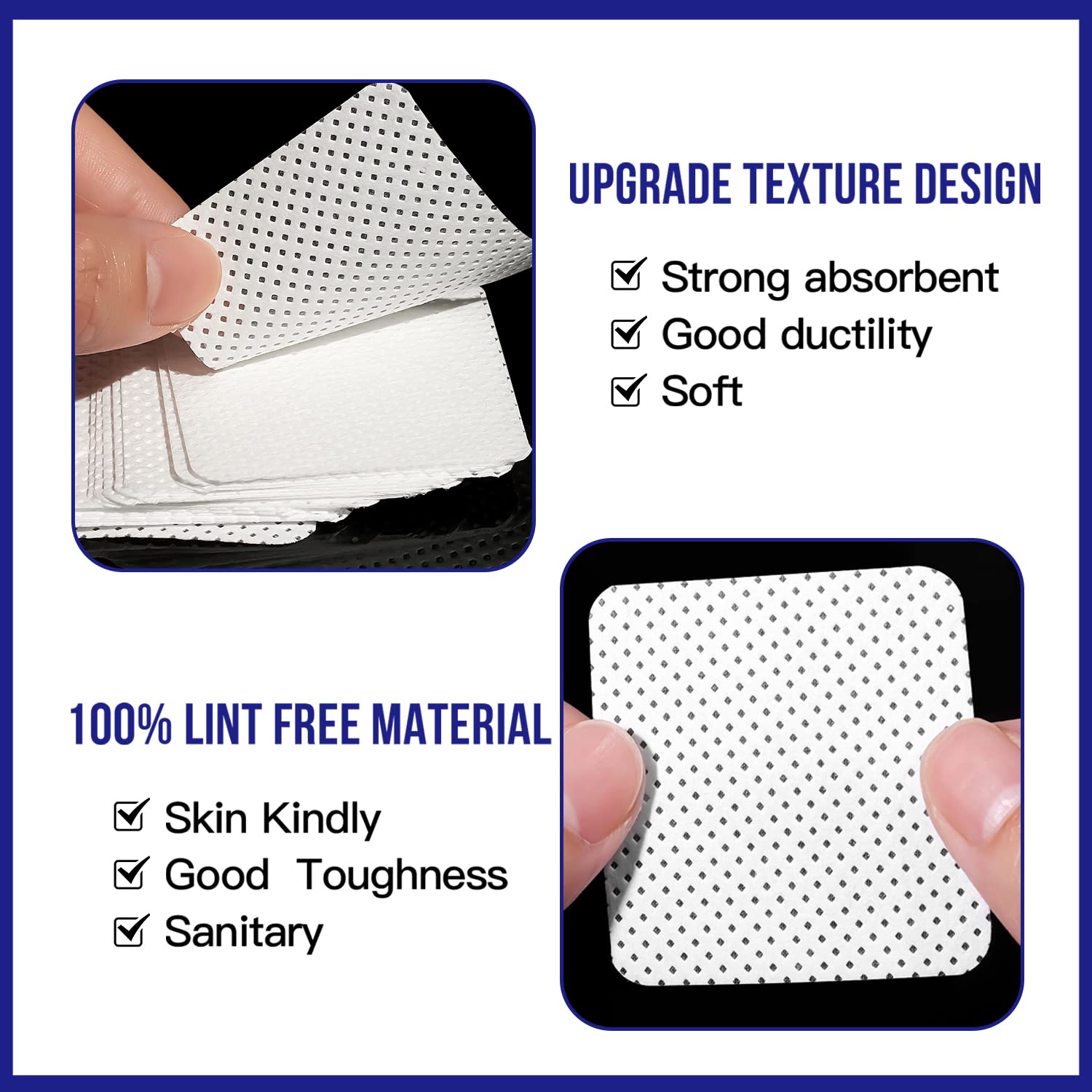 Lint-Free Nail Wipes, Absorbent Soft Cotton Pads (500pcs)