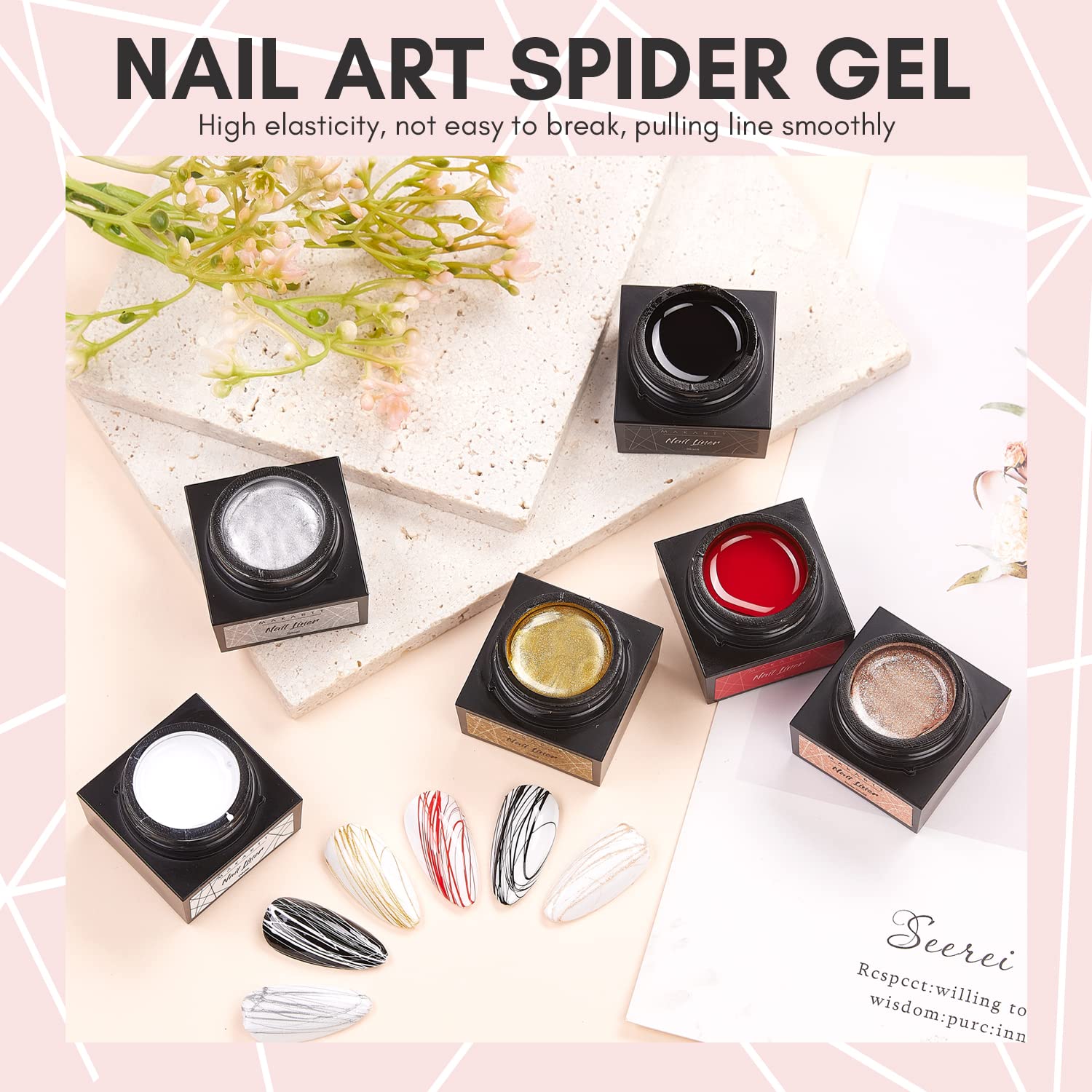 Elastic Nail Art Paint Spider Gel 6 Colors (5g/Each)