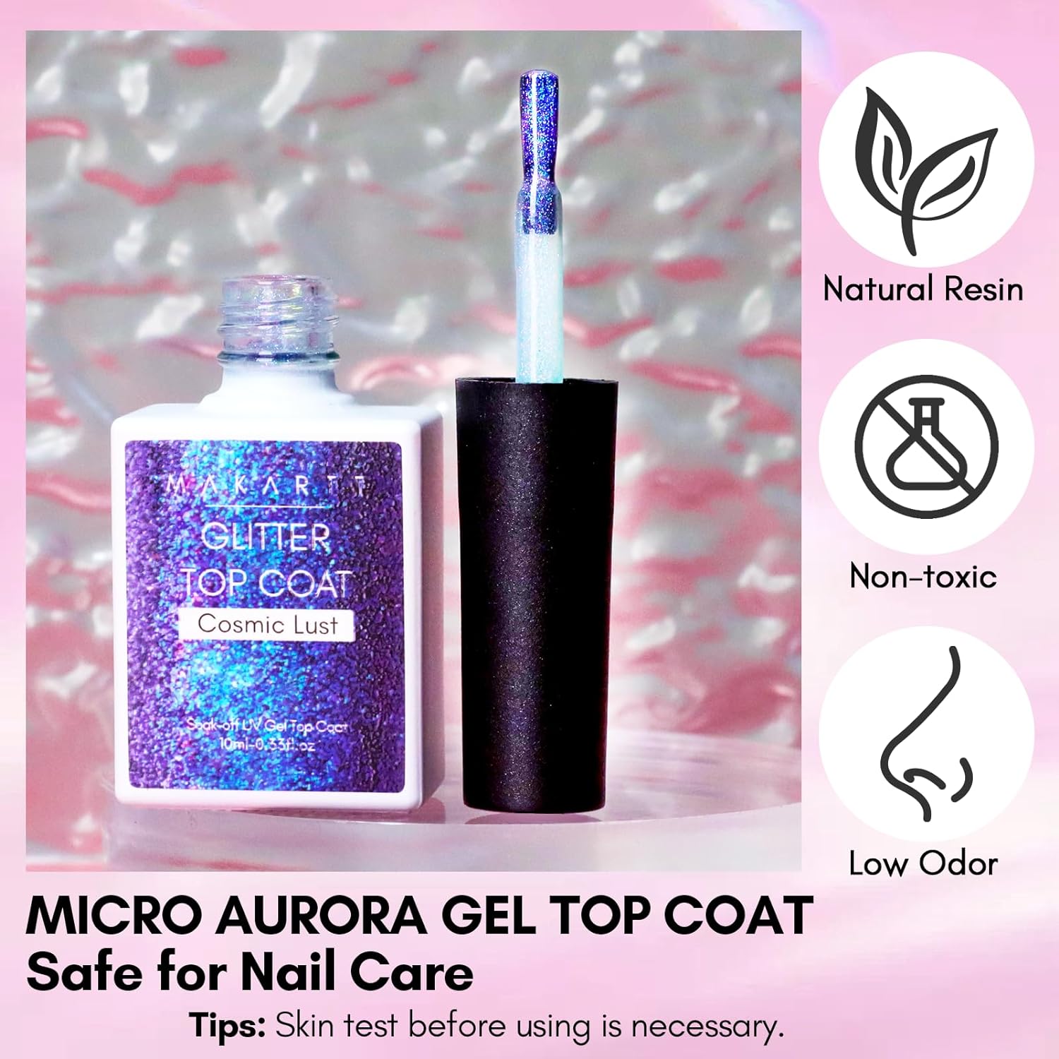 Blue Aurora 10ML, Glitter Top Coat Gel Nail Polish