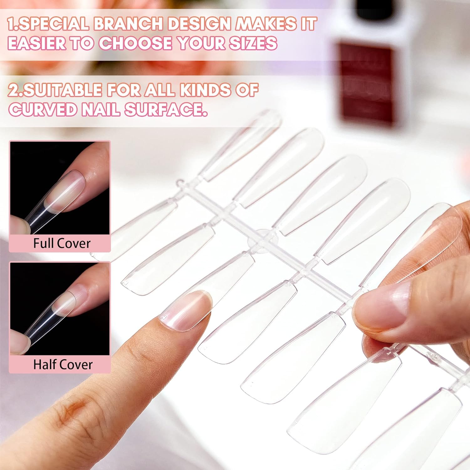 500pcs Duck Nail Tips Acrylic Fake Nails Wide Clear False Nail Tips Half  Cover for UV Gel Extension Manicure Tool Accessories - AliExpress