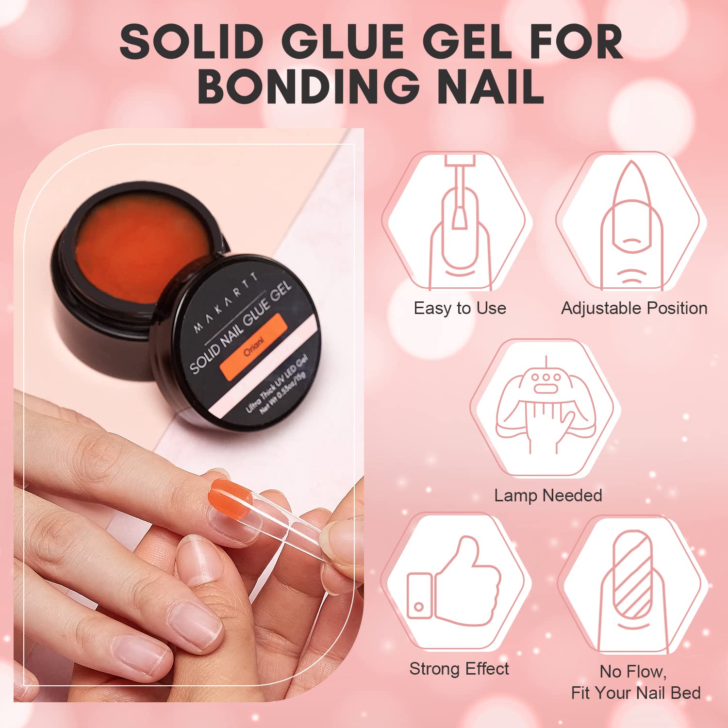 Solid Nail Gel Glue for Soft Gel Nail Tips - Oriani 15ml