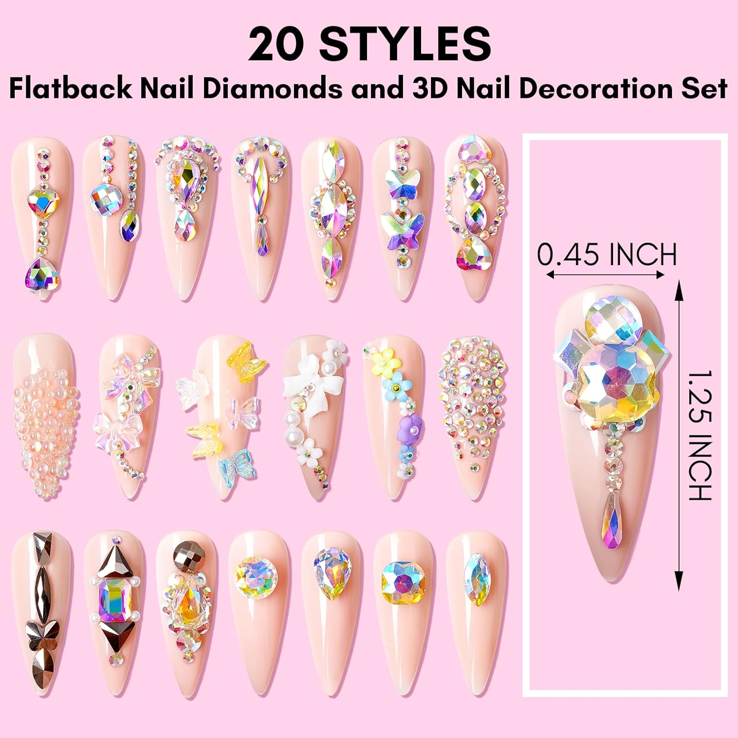 30 Pieces Luxury Retro Gemstone Teardrop Kite Nail Jewelry 3D Nail Charms  Nail Art - Etsy