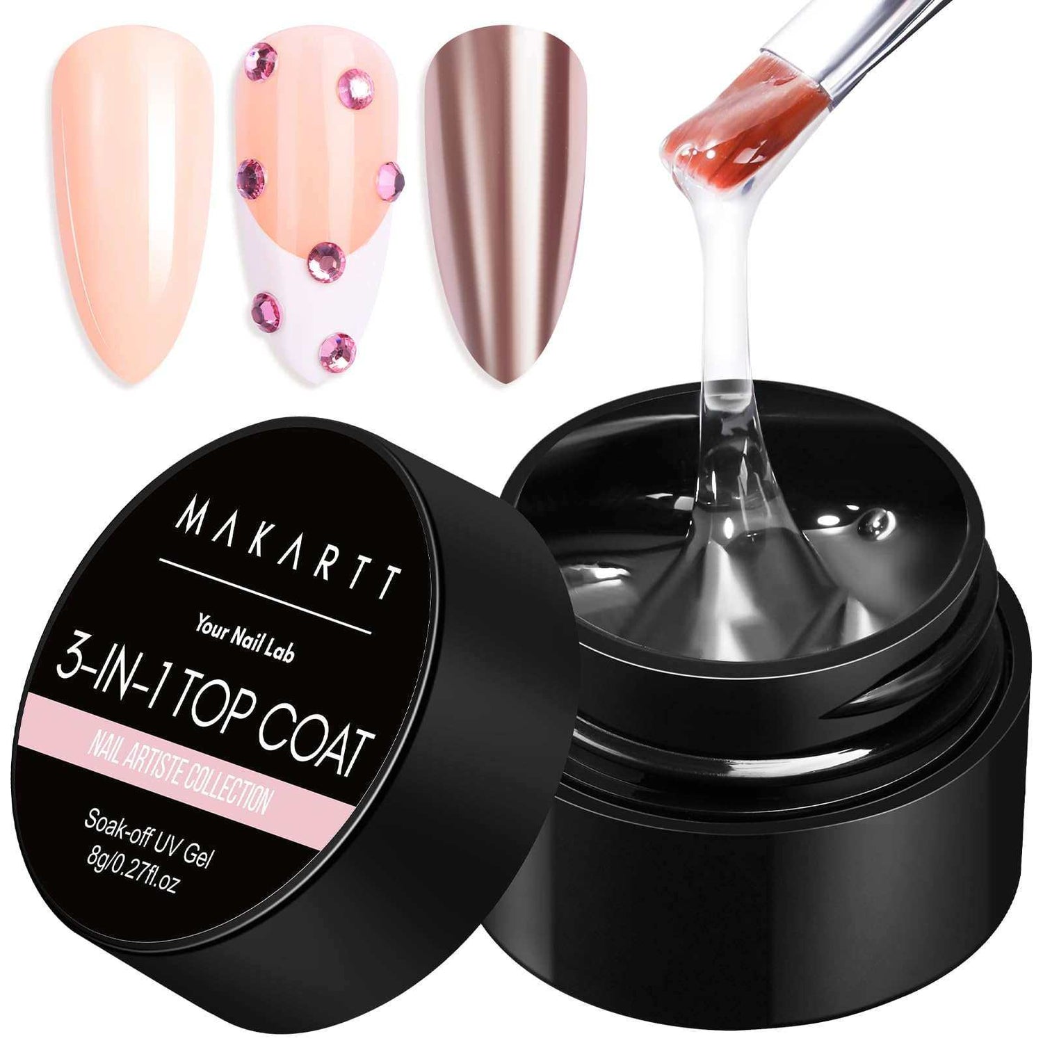 Hard Gel Top Coat Soak-off Glossy Finish UV Gel 8ML