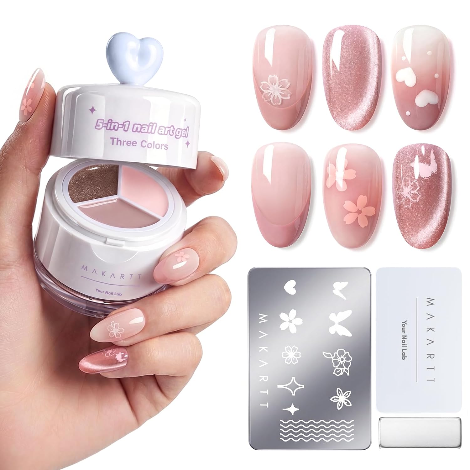 Mini UV Nail Lamp + ColorPot 5-in-1 Nail Art Gel-Petal Veil Kit