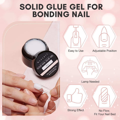 Solid Nail Gel Glue for Soft Gel Nail Tips - Clear 15ml – Makartt