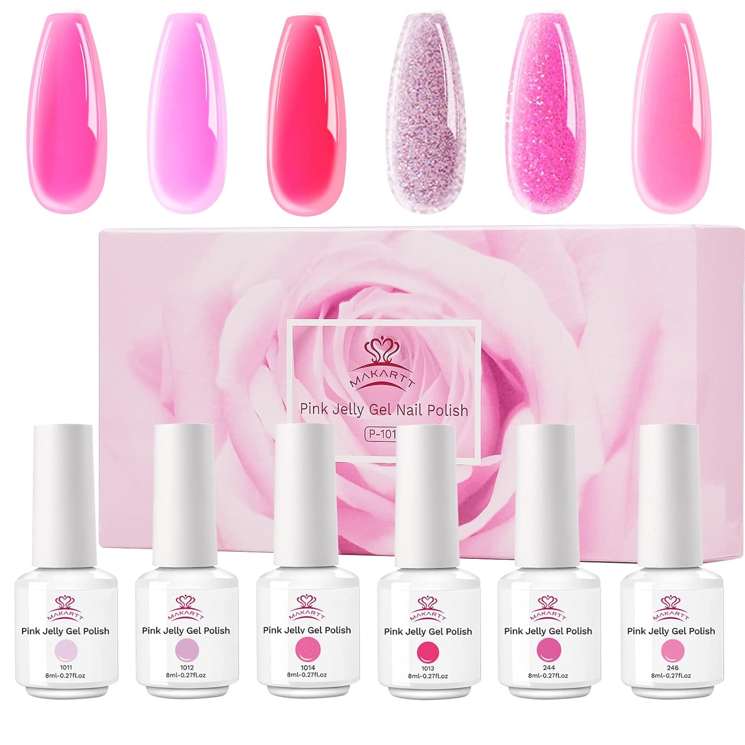 Girly Girl Pink Jelly Gel Polish Set (8ml/Each)