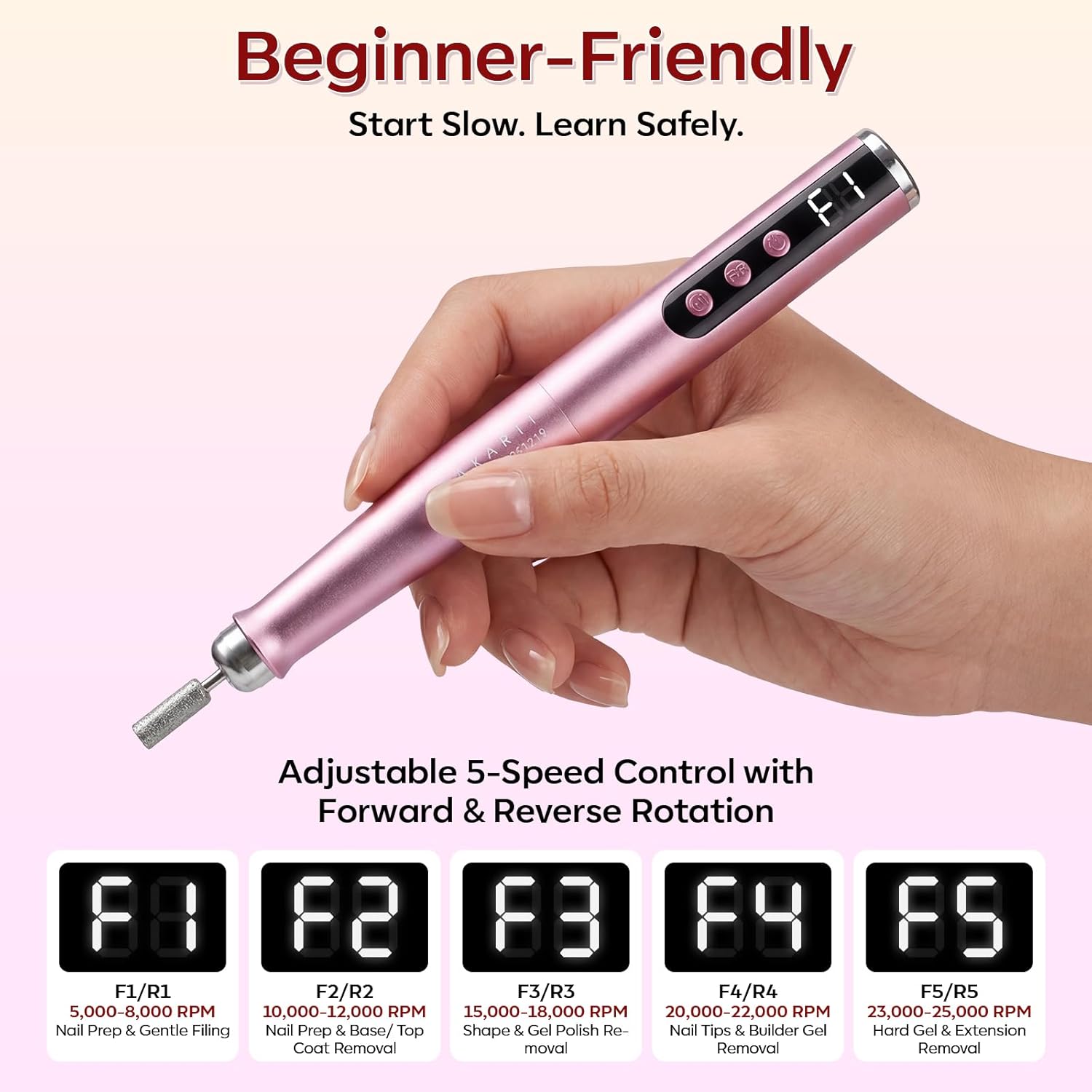 Pen-Shaped Rechargeable Nail Drill for Beginners