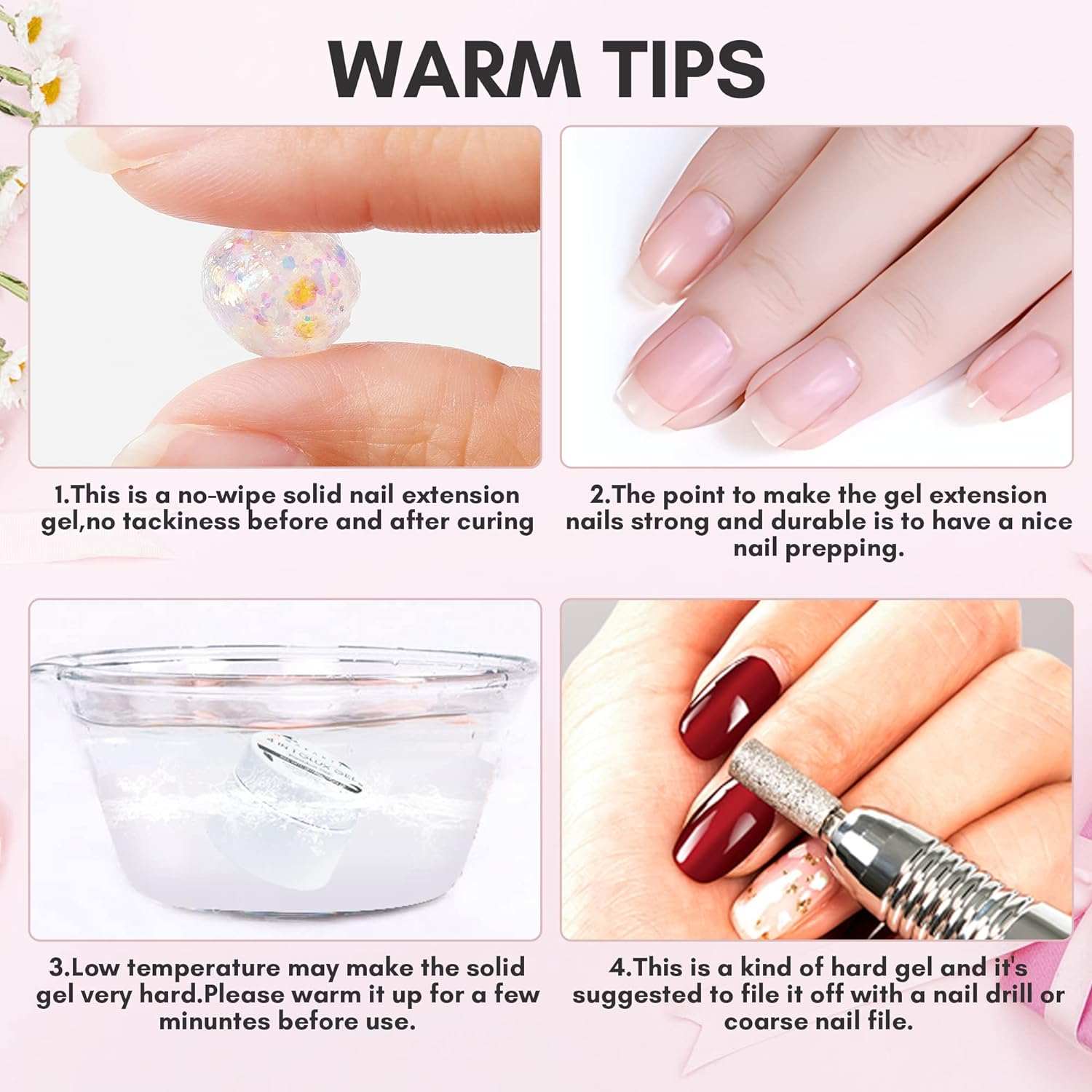 Solid Builder Gel Glitter Clear Nail Extension Gel UV Nail Glue 4