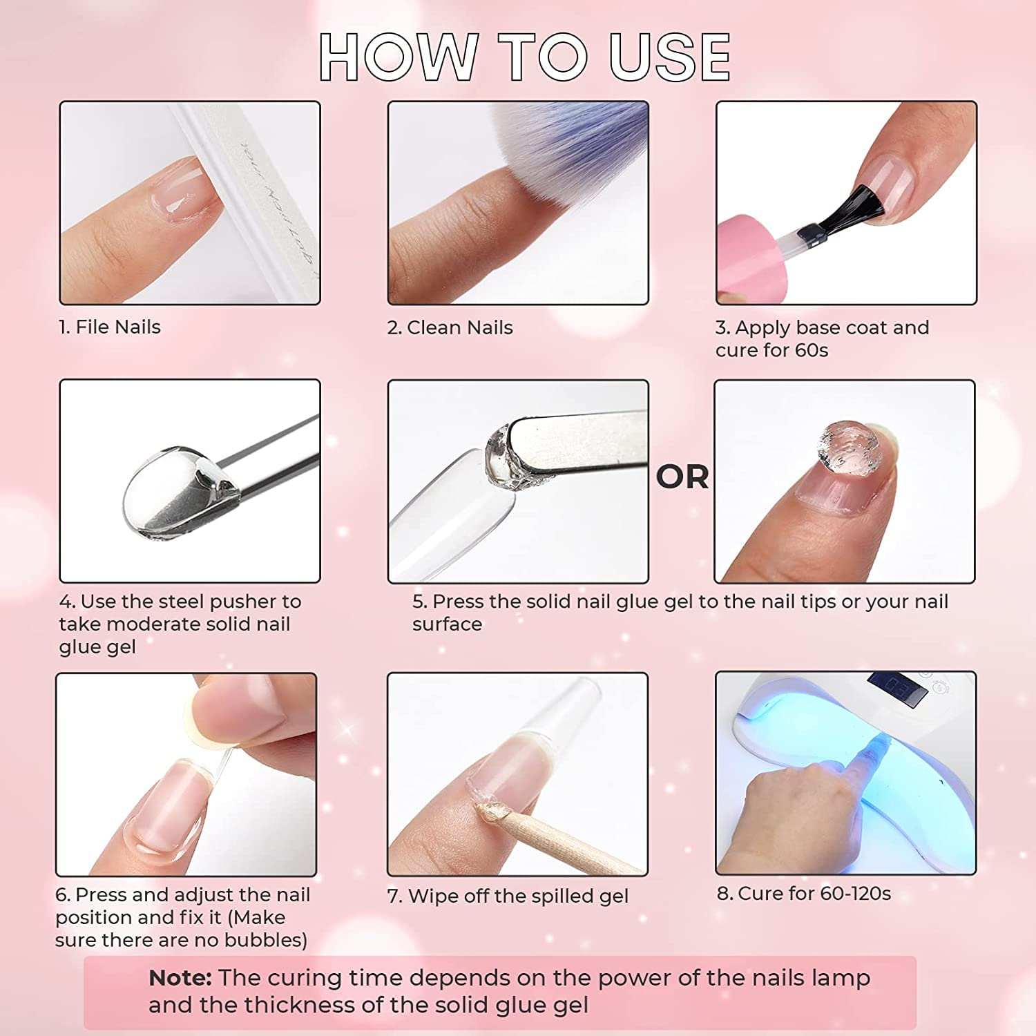 Kalolary Nail Glue Gel, 2pcs Solid Gel Nail Glue Gel For Acrylic Soft Gel  Nail Tips Glue On Nails Press On Nails Fake Nails Curing Needed Gel Nail  Tips For Nail… |
