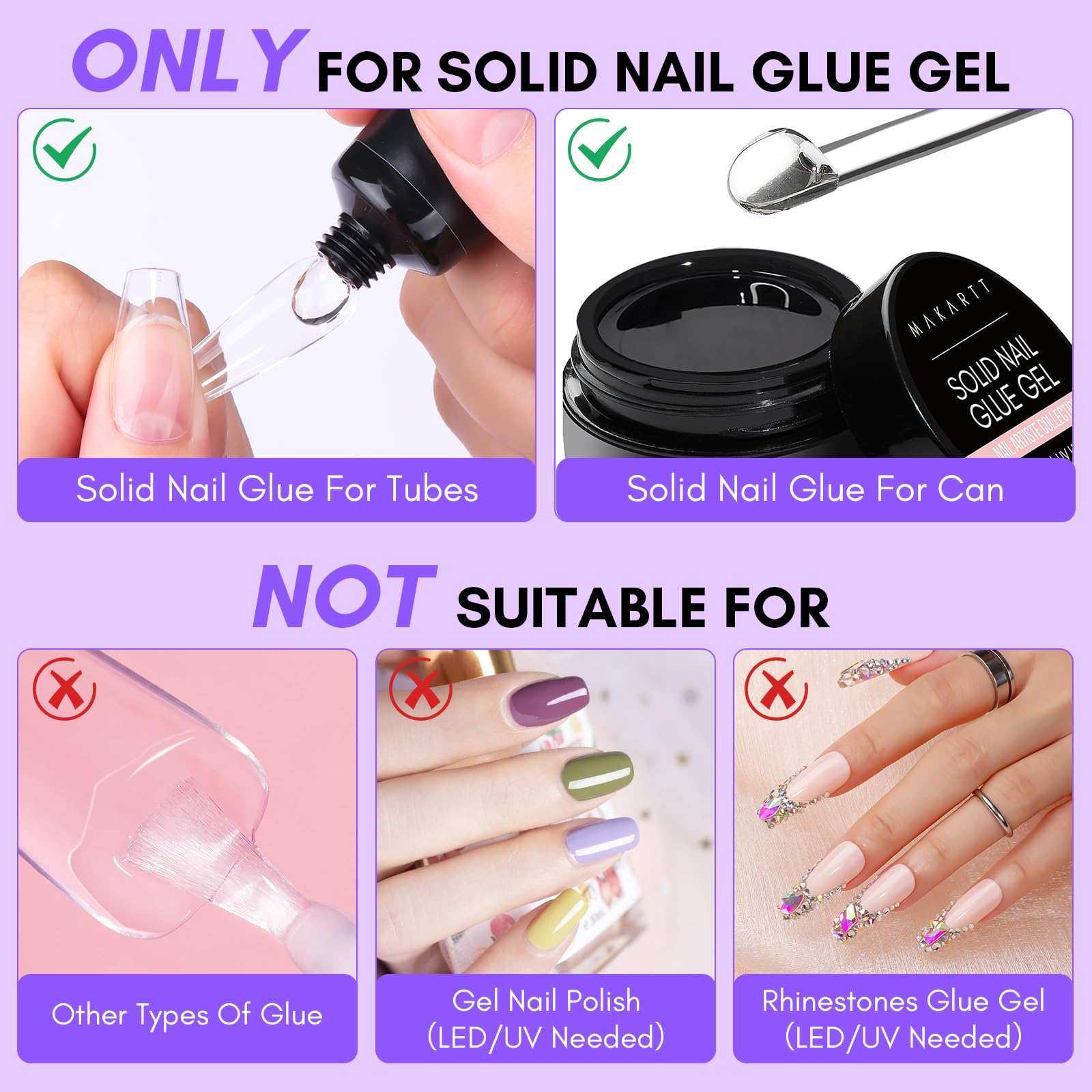 Gentle Non-Acetone Nail Glue Remover for Press on Nails, Nail Tips (60ML)