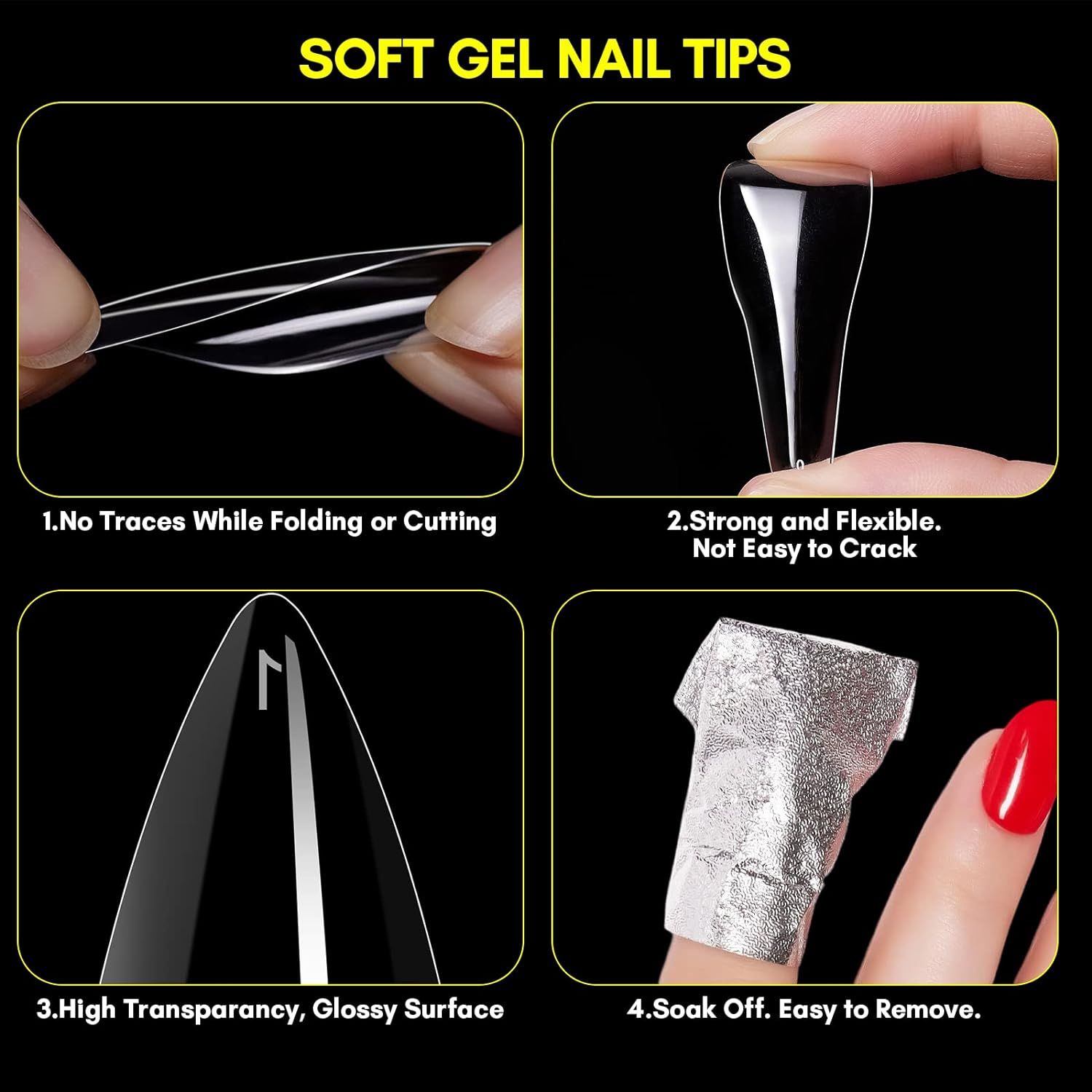 Medium Stiletto Nail Tips Full Cover, 500pcs