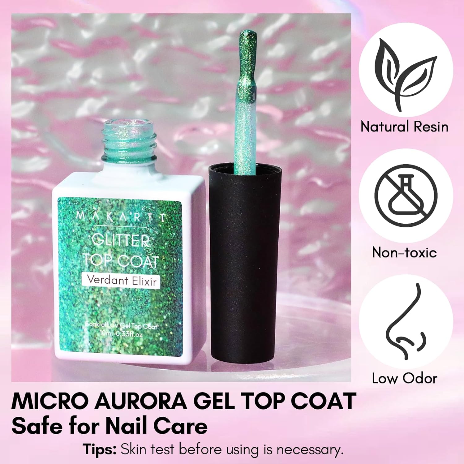 Green Aurora 10ML, Glitter Top Coat Gel Nail Polish