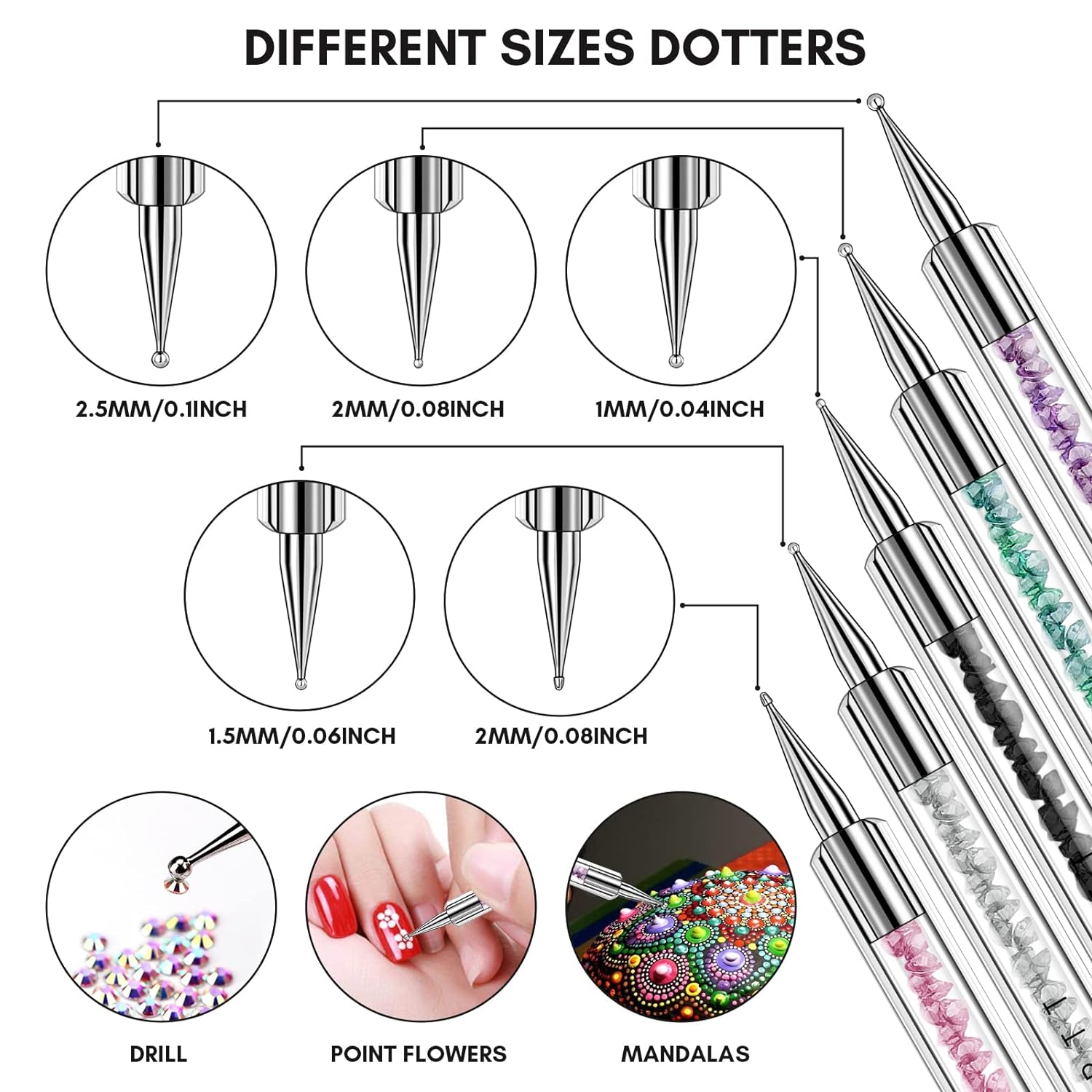 Double-End Dotting Nail Art Brushes Set 5pcs