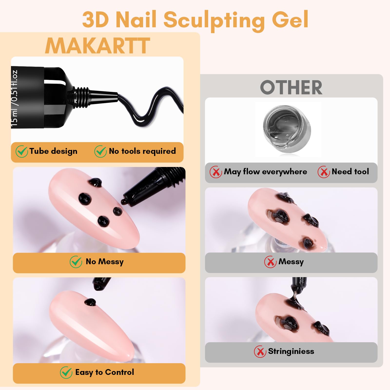 Black Sculpting 3D Nail Gel Nail Art Glue Craving Gel Black Molding