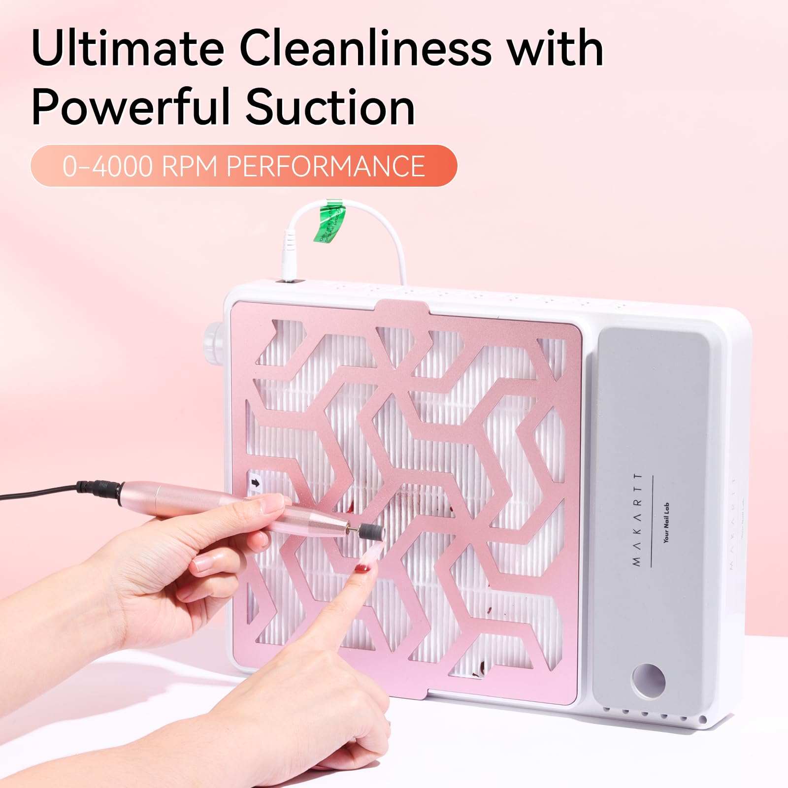 DUSTINA Rechargeable Ultra Thin Portable Nail Dust Collector