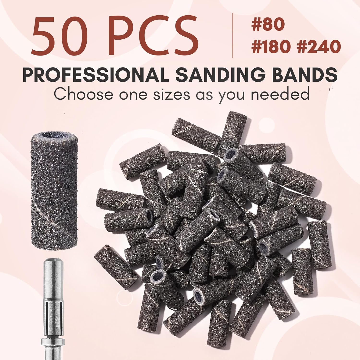 Sanding Bands for Nail Drill with 3.mm Mandrel Bits #240, 50pcs