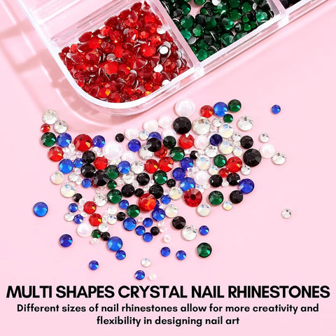 Nail Arts Rhinestones Kit Multi Shapes Glass Crystal Nail Gold Nail  Stickers