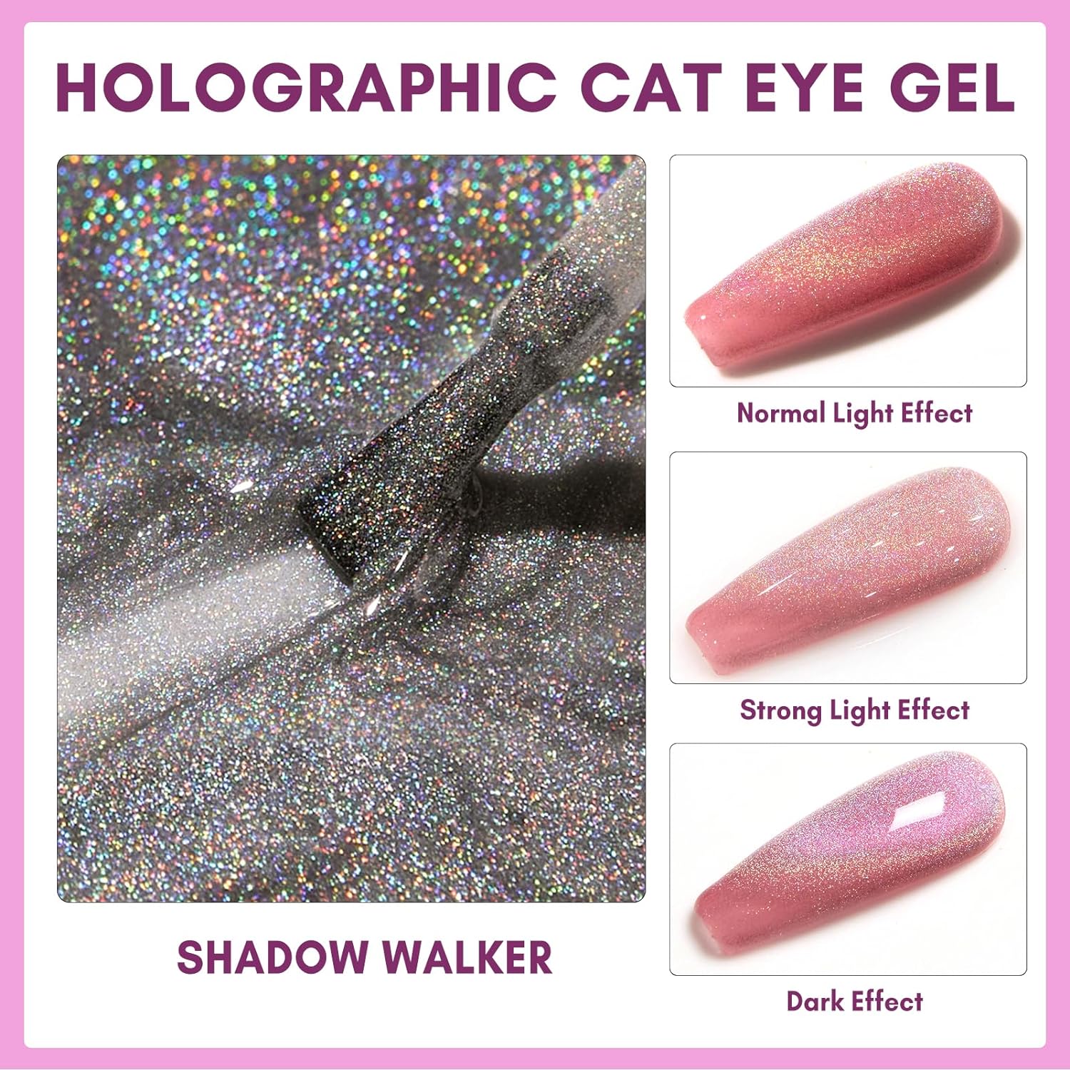 Shadow Walker, 10ML Holographic Cat Eye Gel Nail Polish