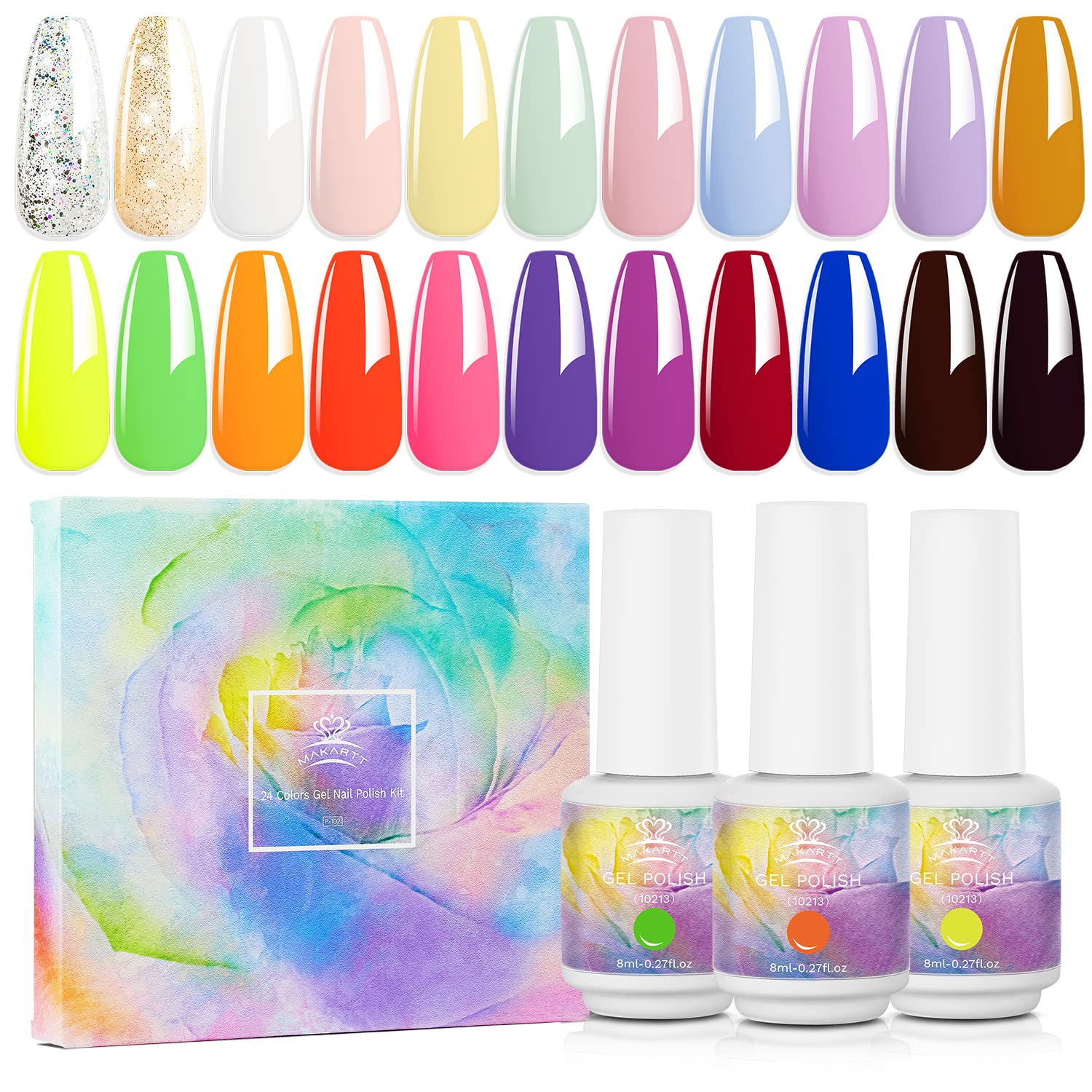 Spring Into Summer Gel Nail Polish with Base and Top Coat, 22 Colors Gel Polish Set (8ml/Each)