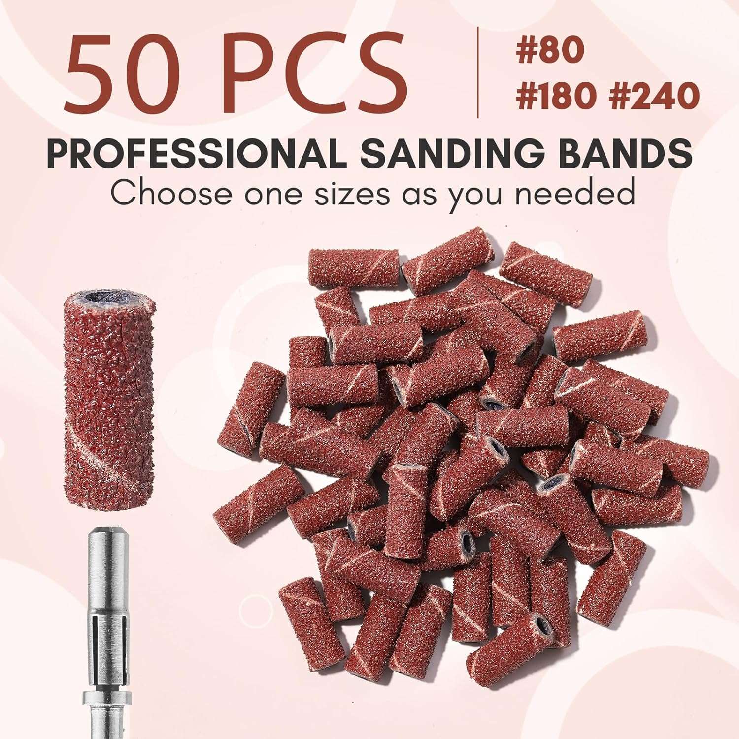 Amazon.com: Difenni Sanding Bands for Nail Drill,Nail Drill Bits Sanding  Bands 300pcs Nail Sanding Bands 80#150#240# Coarse Fine Grits with Rainbow  3/32