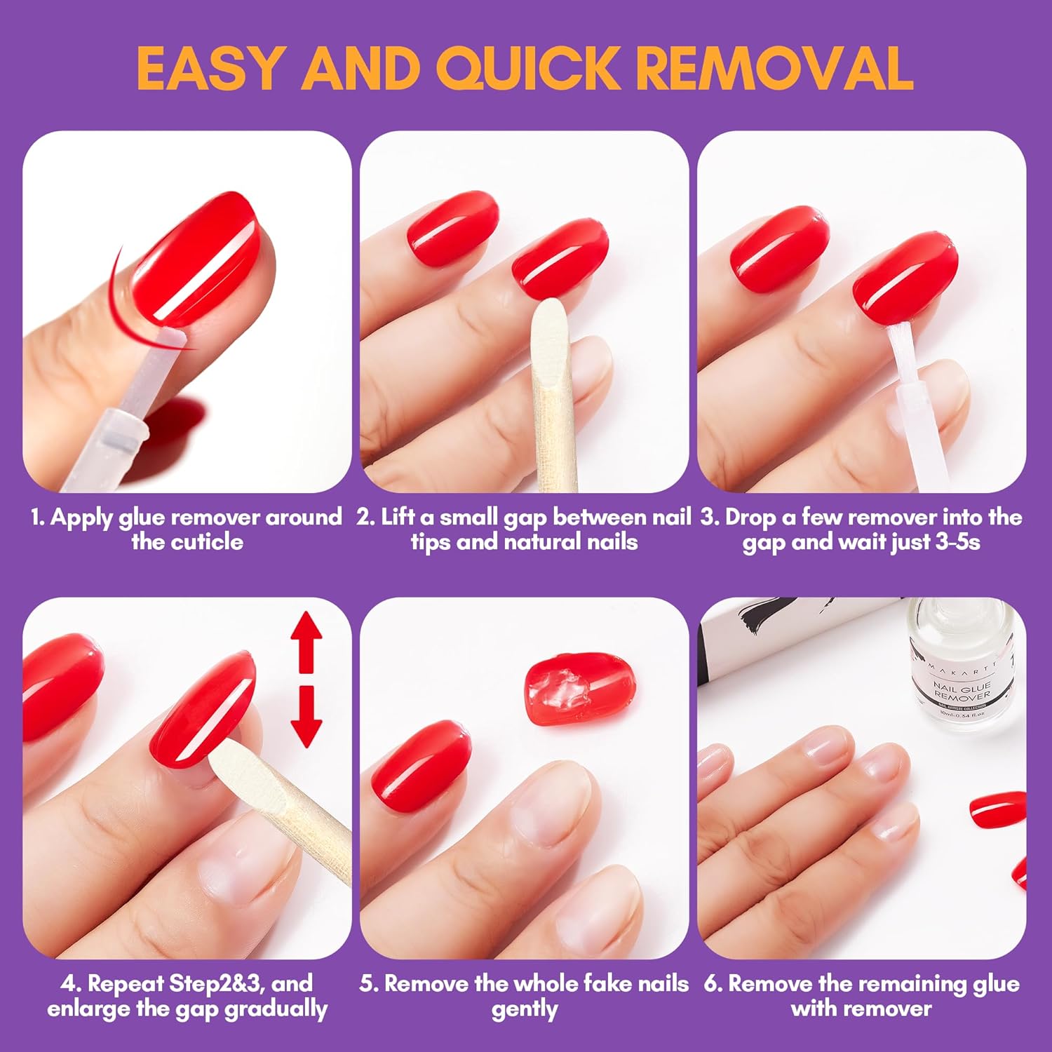 Nail Glue Remover 30ML, Brush on Glue Off for Nail Tips Acetone-free