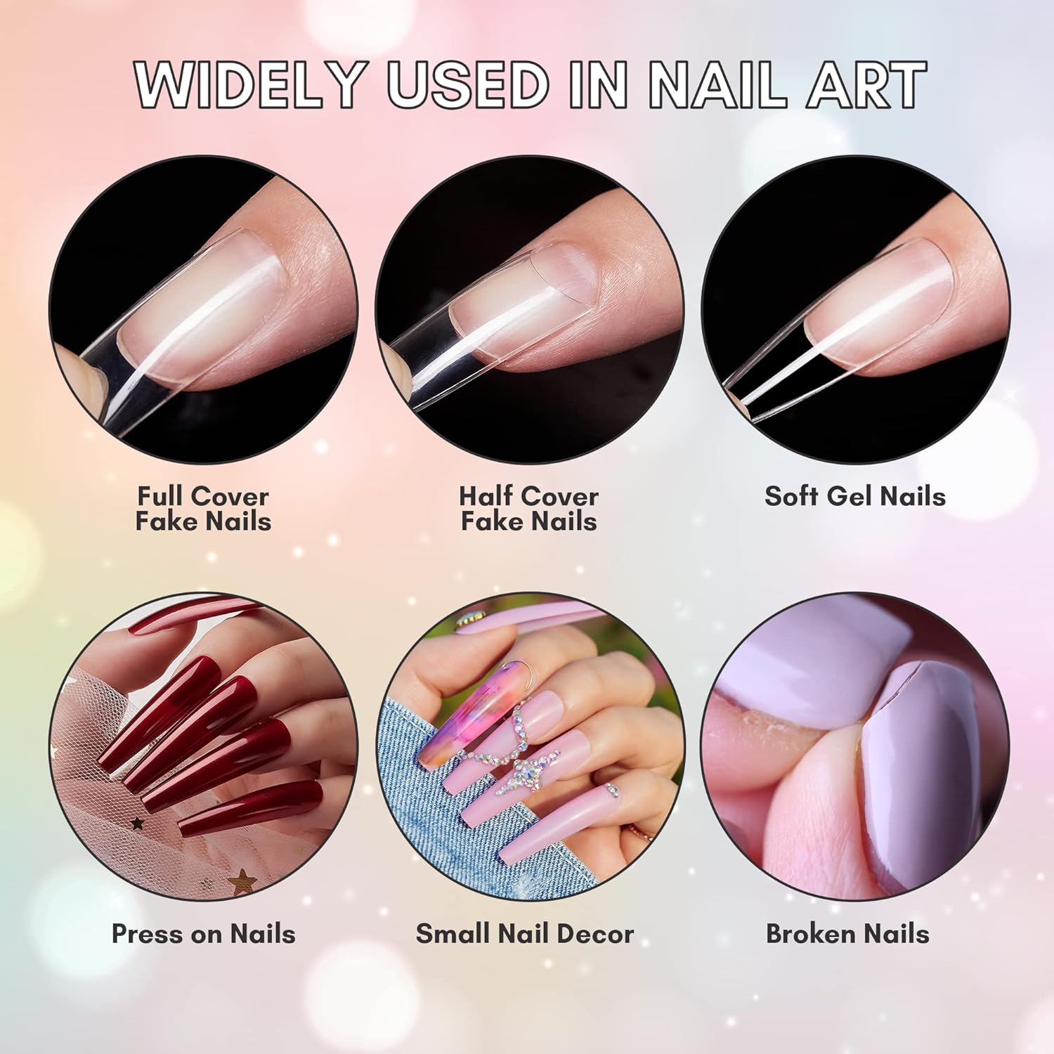 Artificial Full Cover Fake Nails Tips with nail Glue for Home DIY Nail  Salon-04