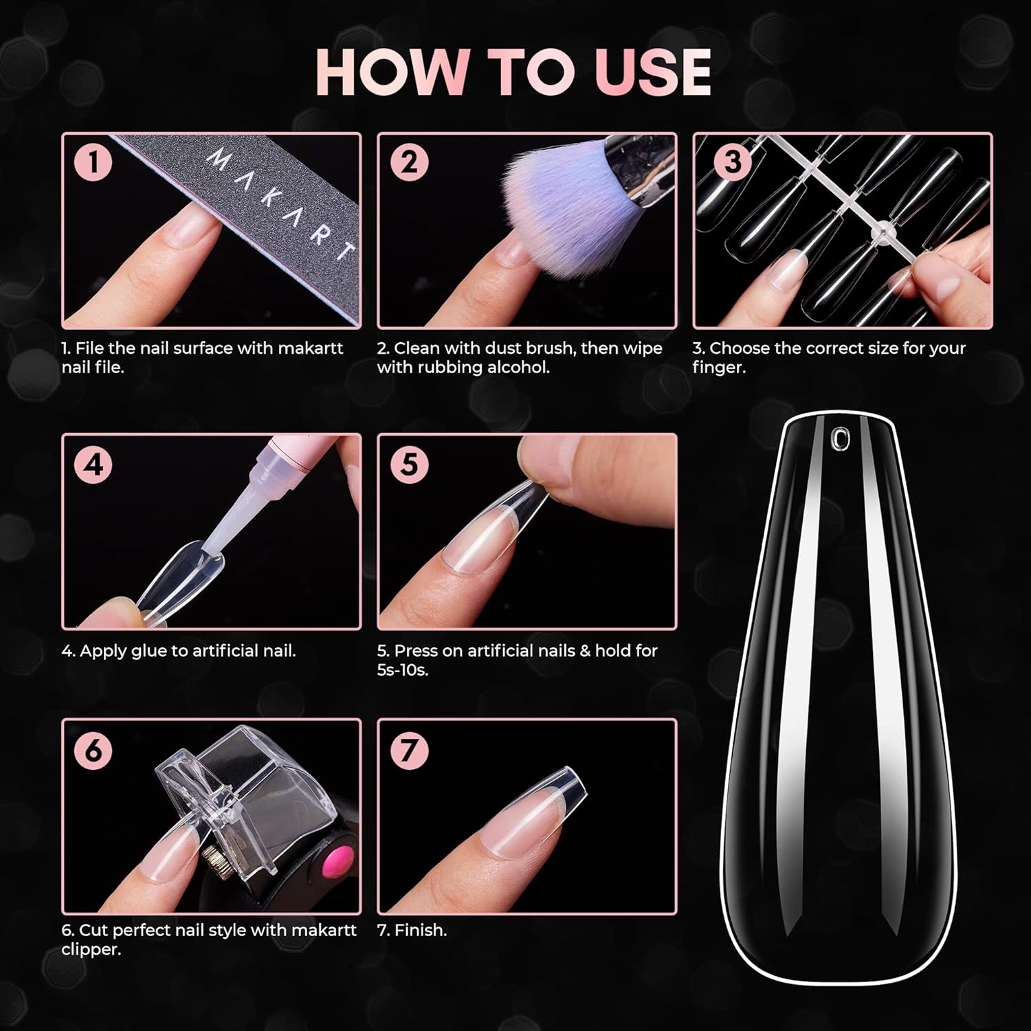 1 Box Fake Nails Transparent Plentiful Quantity Harmless High Durability  Removable Extend Nails Plastic Extra Long Fake Nails Nail Art Tools Nail  Supplies - Walmart.com