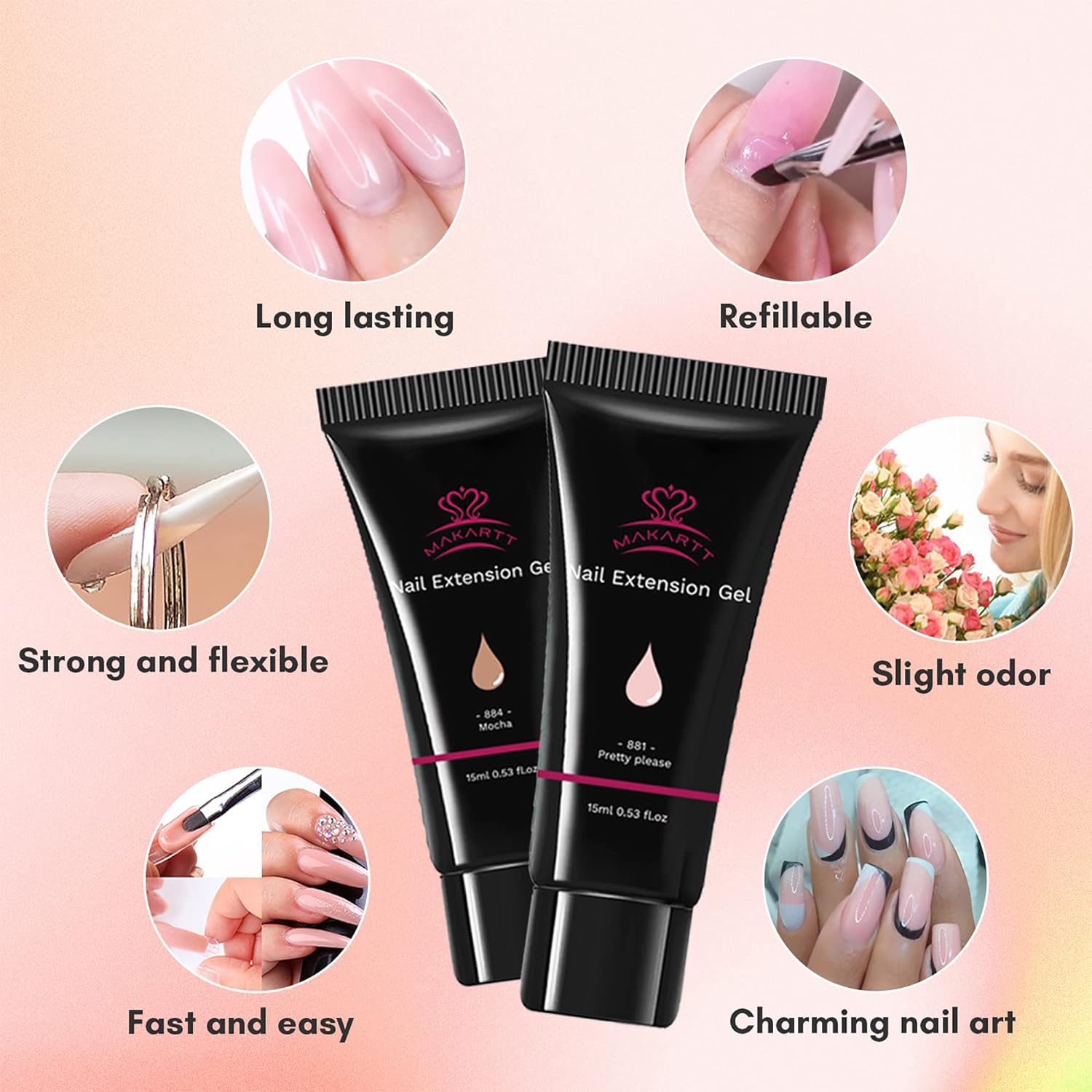 Skin Tone Collection Poly Gel 6 Colors Extension Nail Kit
