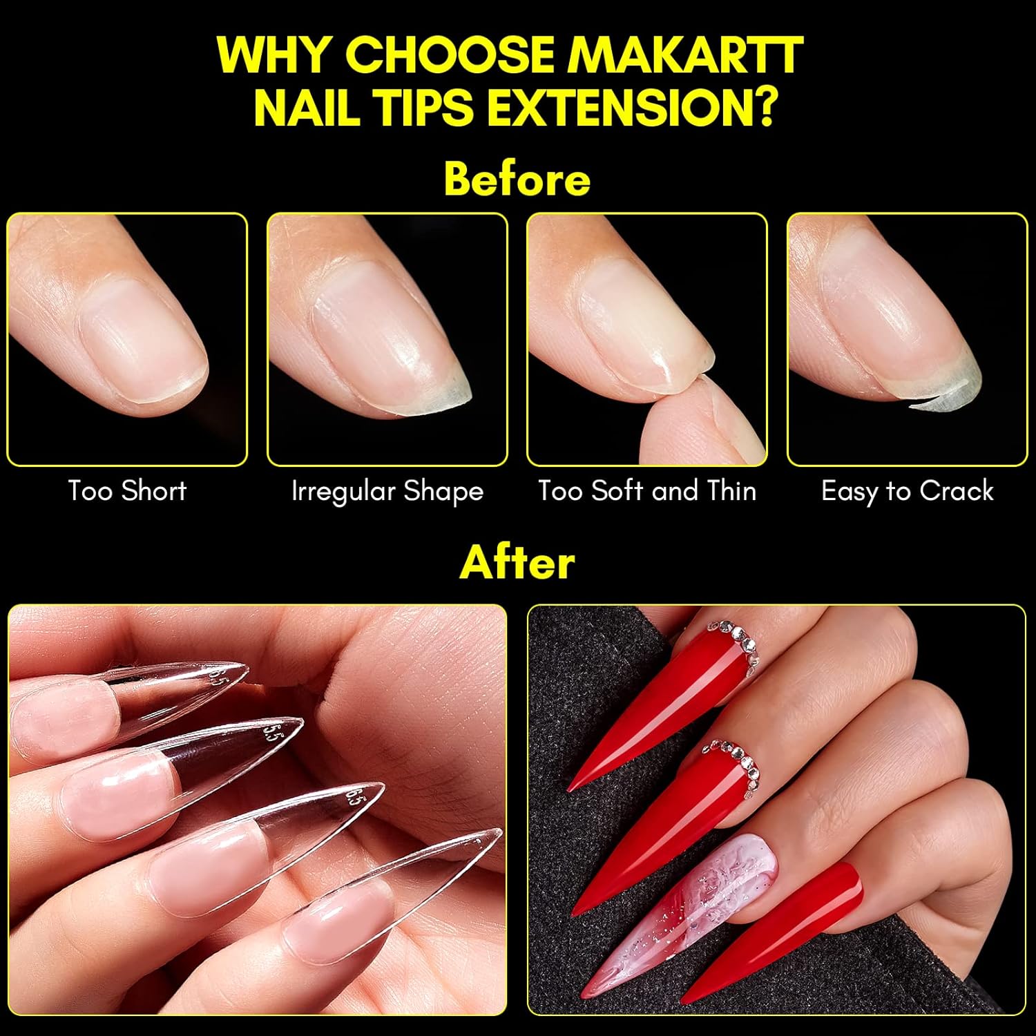 Buy Long Stiletto Sharp False Nails Natural Claw Full Cover Artificial Fake  Nail Art Tip 500Pcs For Nail Salon,10 Sizes (Natural) Online at Low Prices  in India - Amazon.in