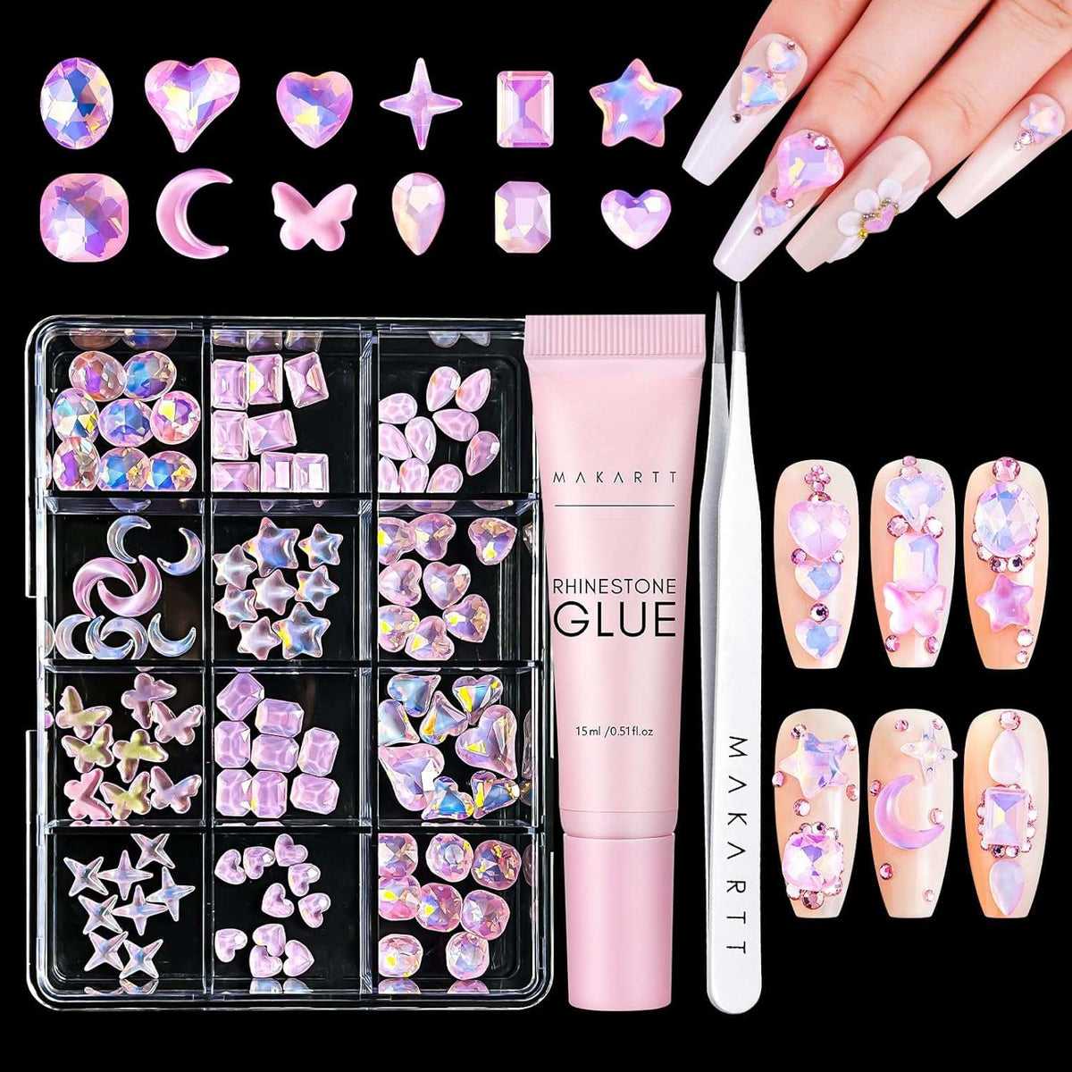 Nail Charms Rhinestone Glue Kit