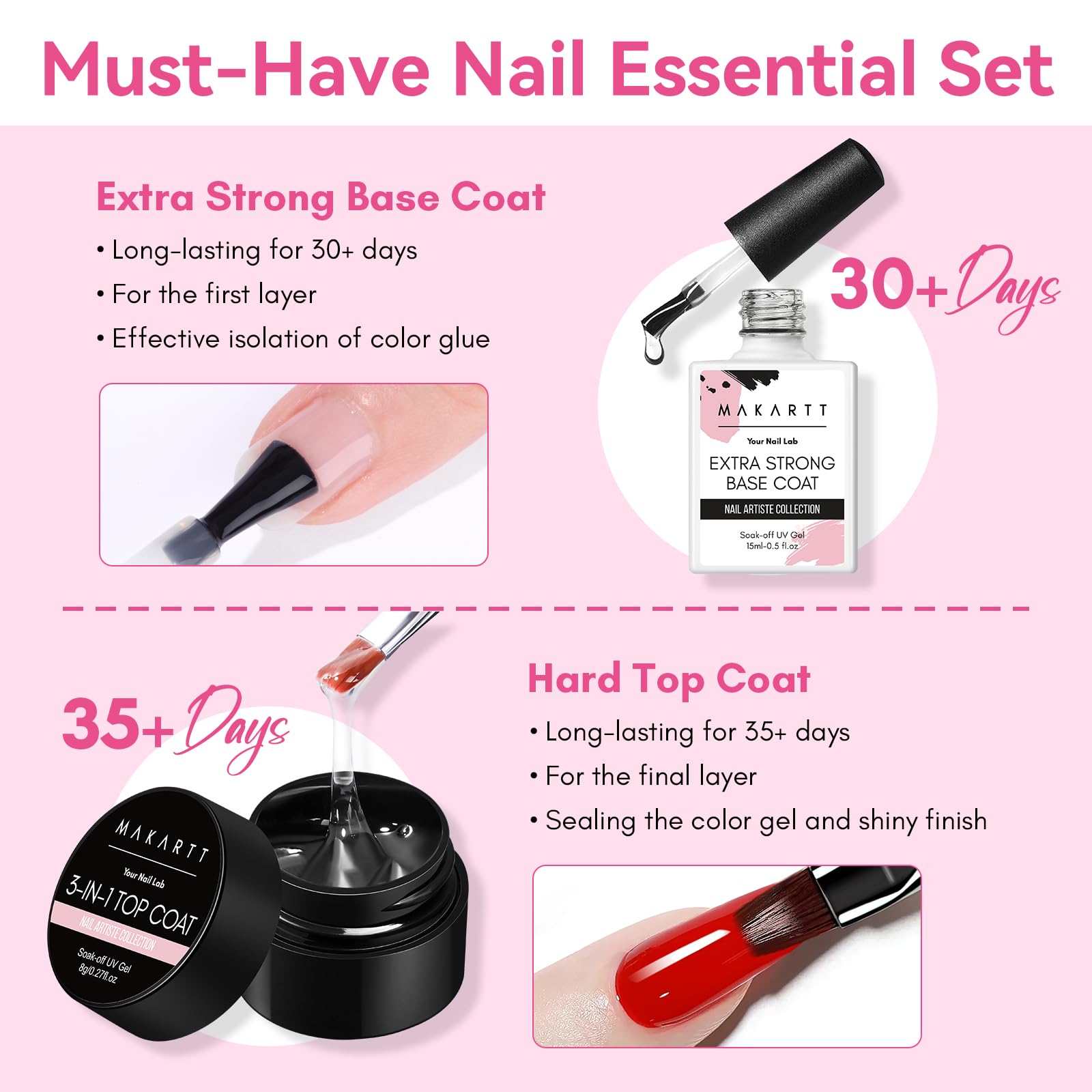 Extra Strong Base Coat and Hard Gel Top Coat Combo Set