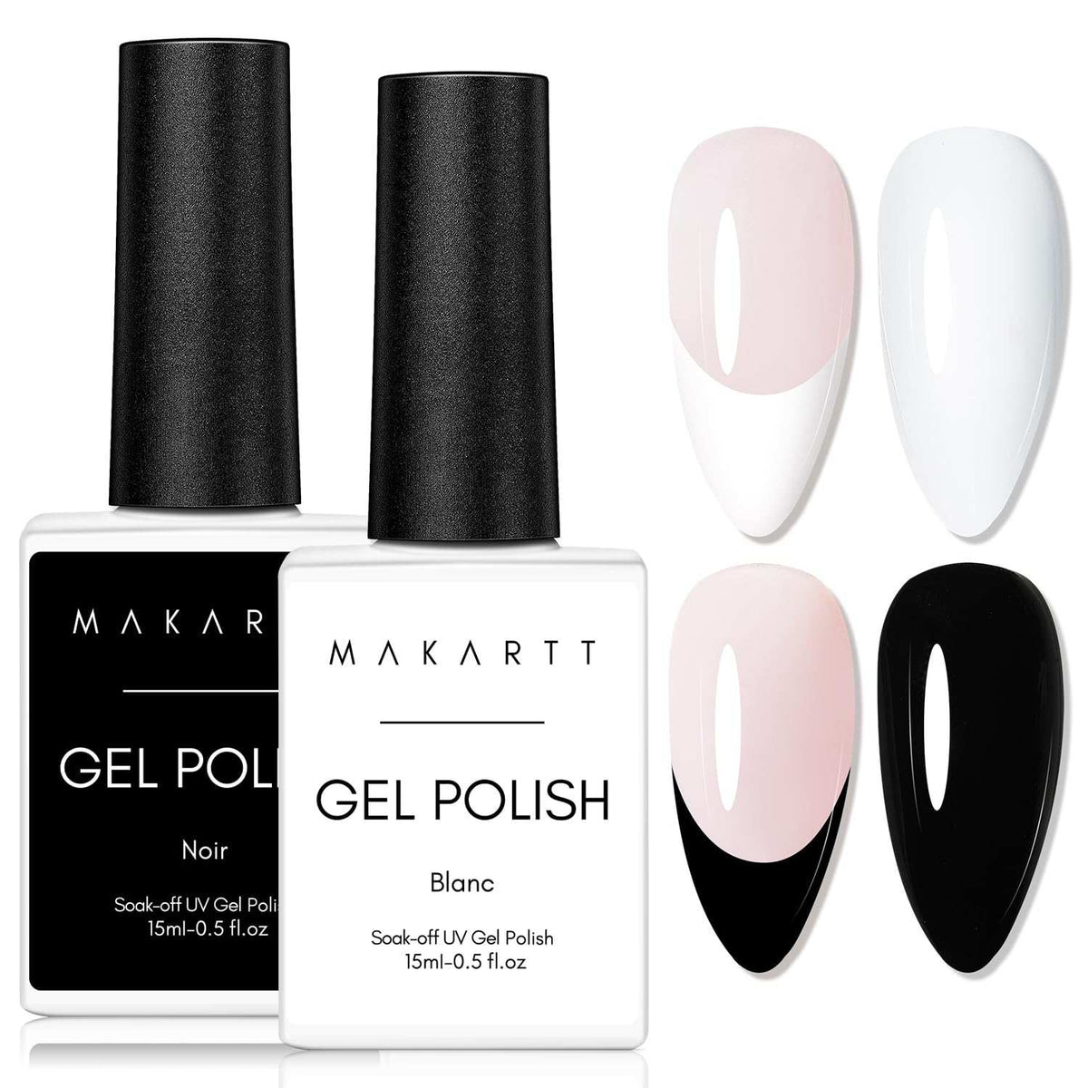 Black & White Gel Polish Set (15ml/Each)