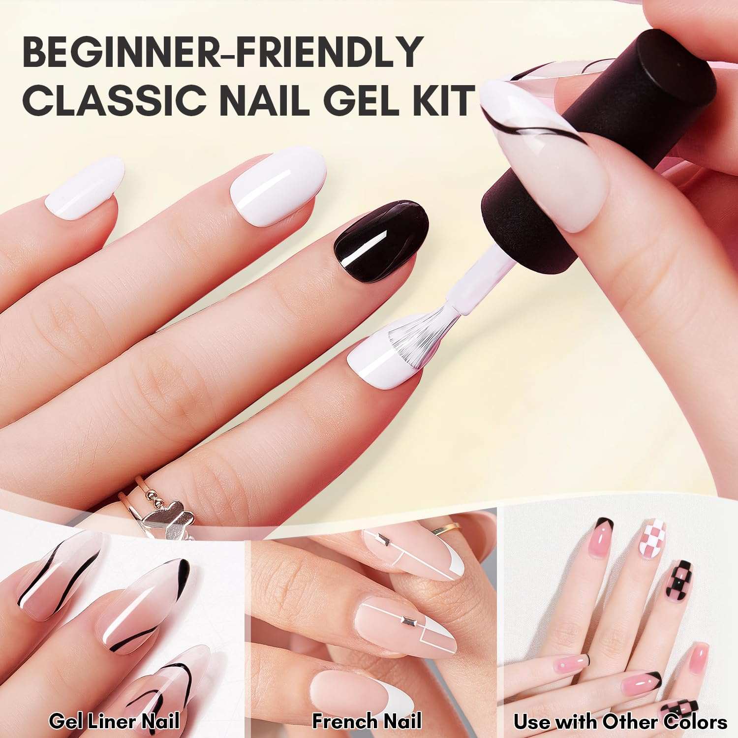 White and Black Gel Nail Polish